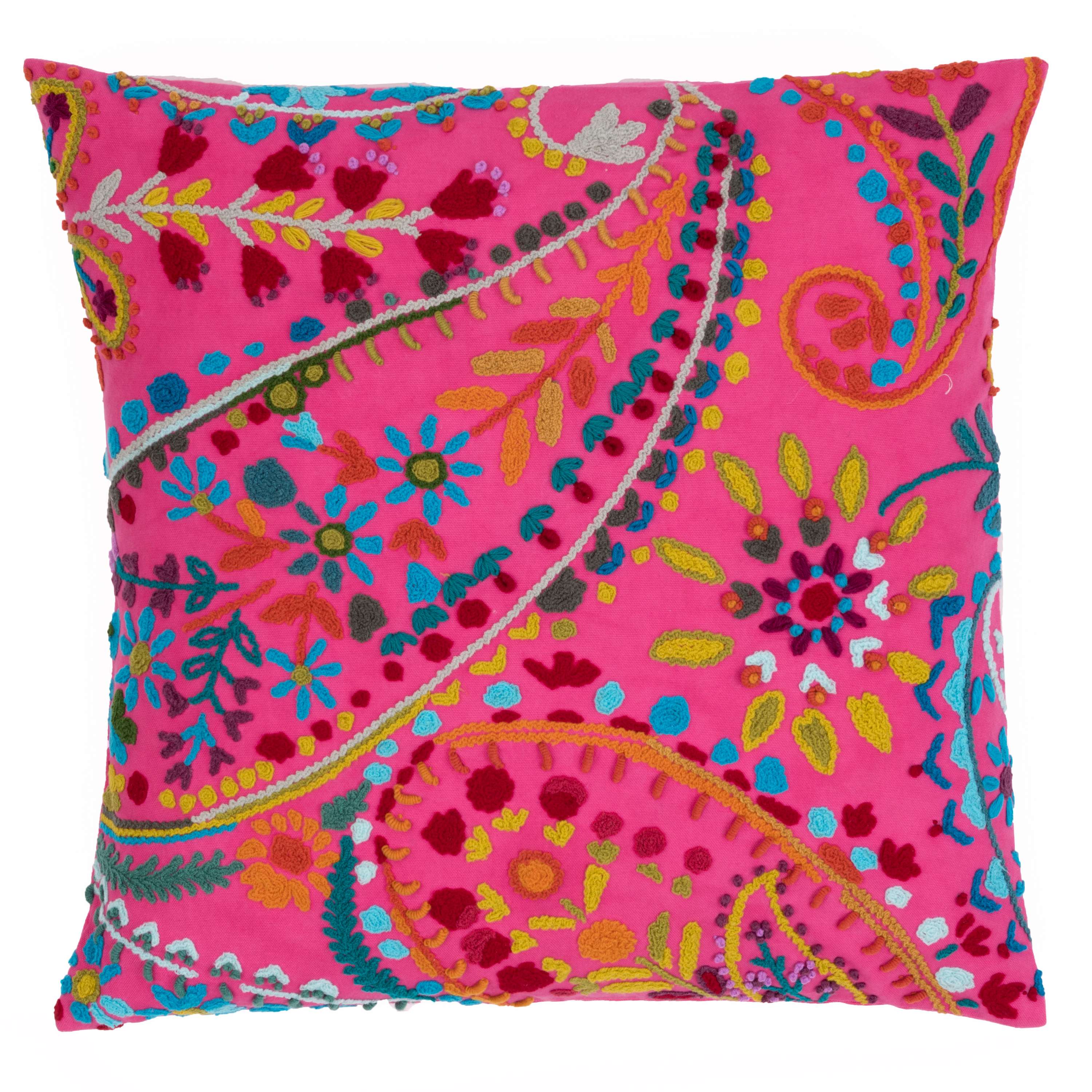 Amelie Fuchsia Embroidered Decorative Pillow The Outlet