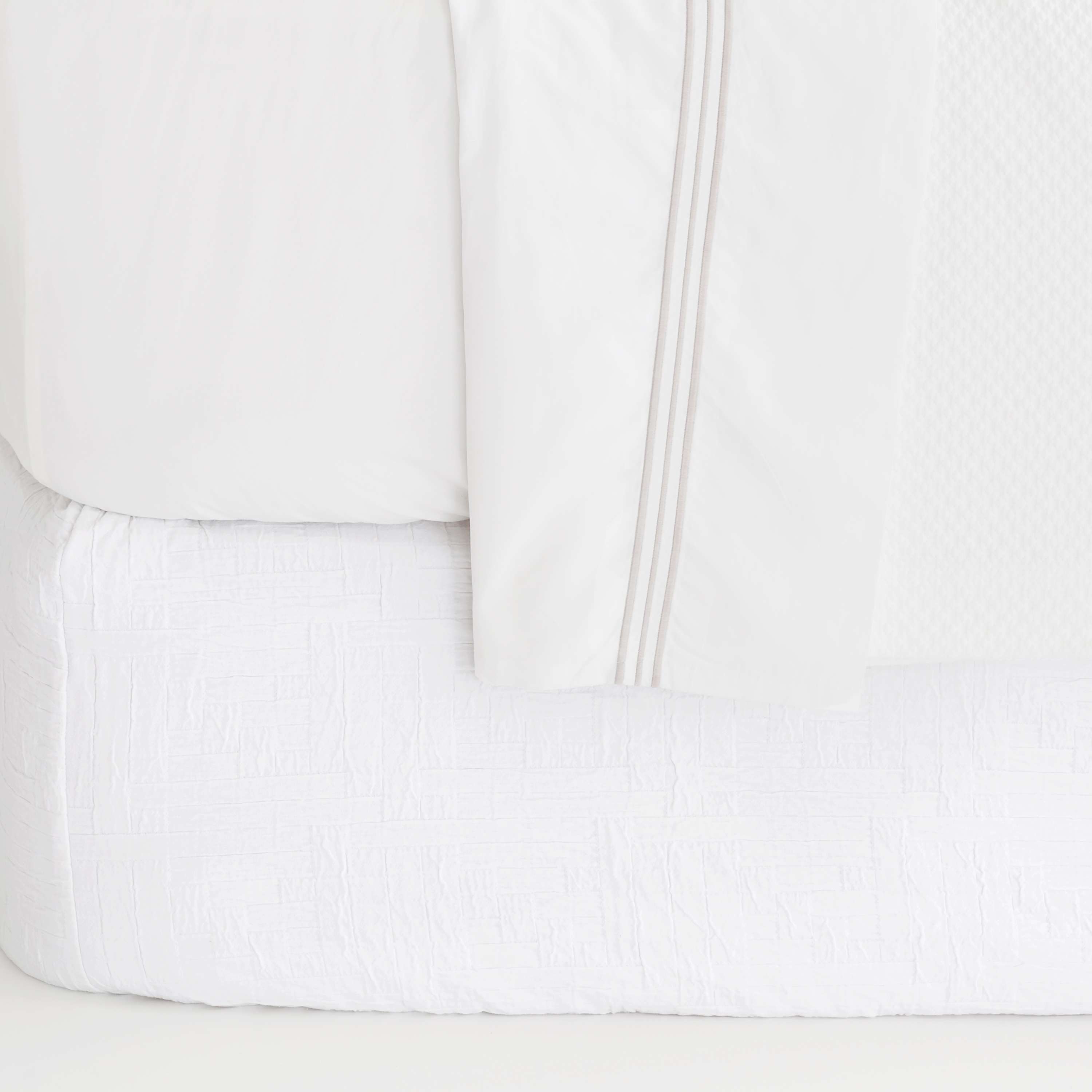 Baja White Matelassé Box Spring Cover Pine Cone Hill