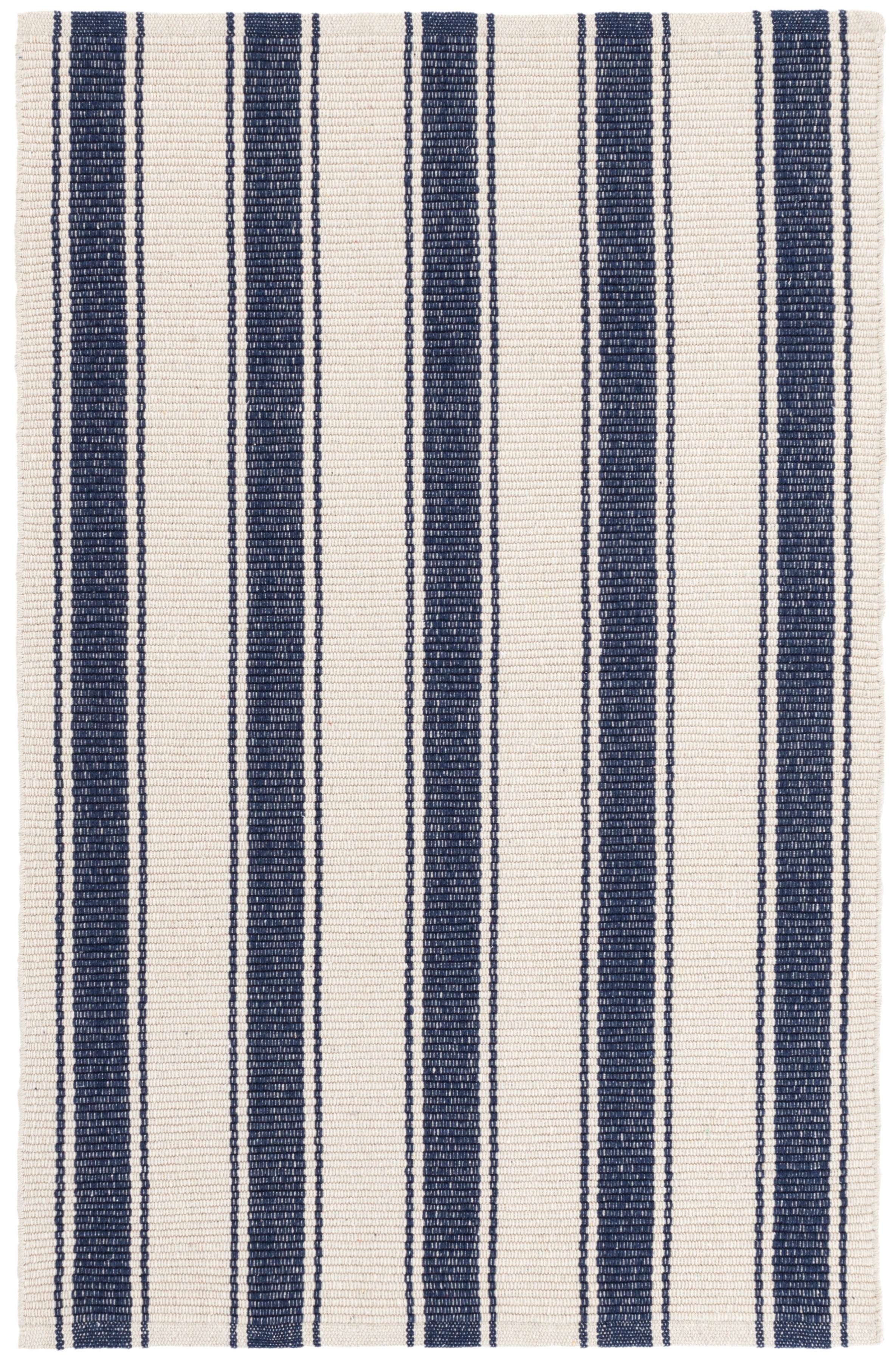 Blue Awning Stripe Woven Cotton Rug Dash & Albert