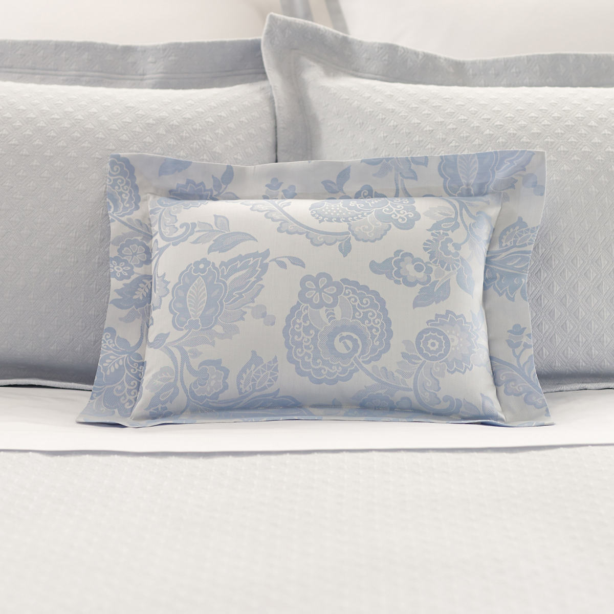 Chinois Damask Delphinium Decorative Pillow Luxe