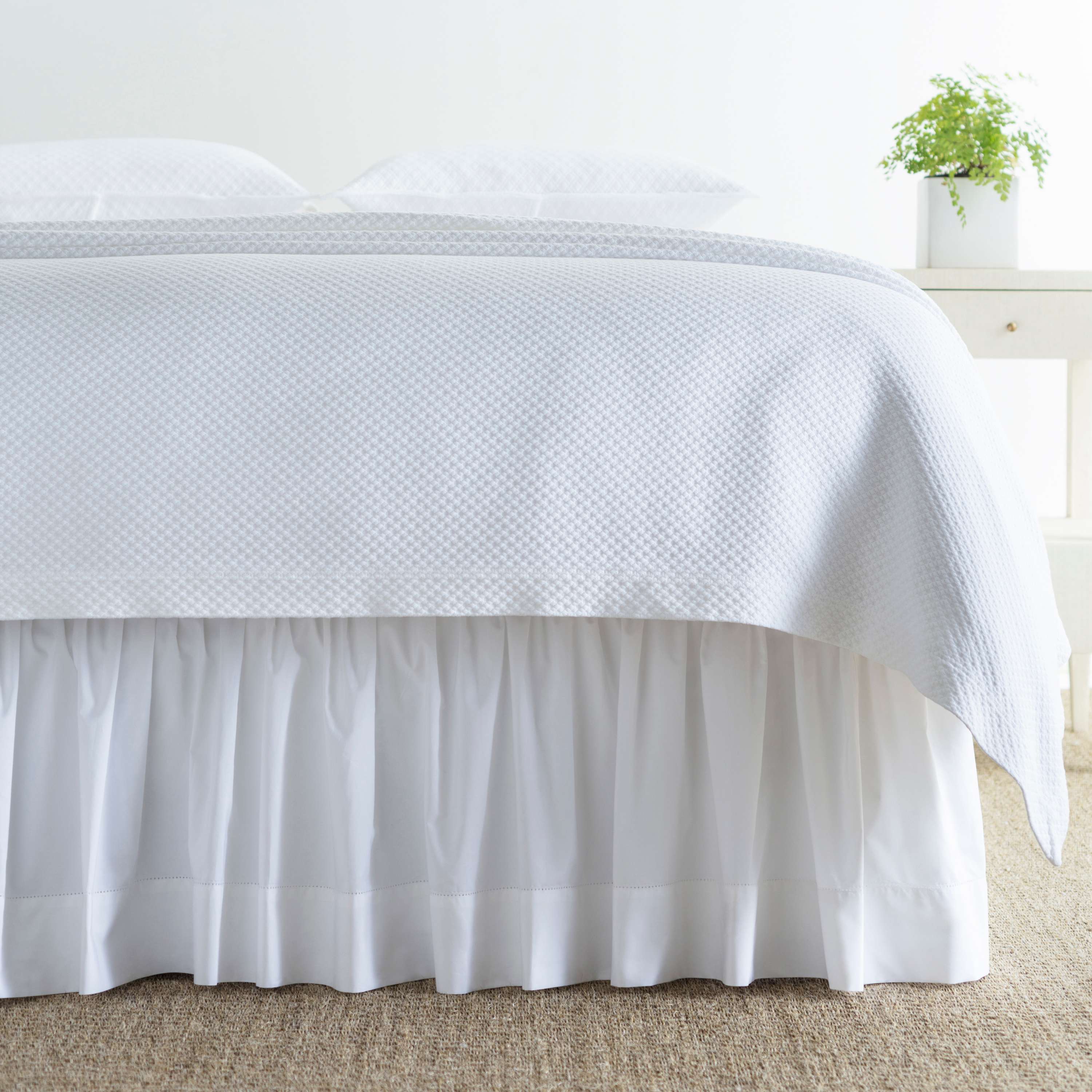 Classic Hemstitch White Bed Skirt Pine Cone Hill