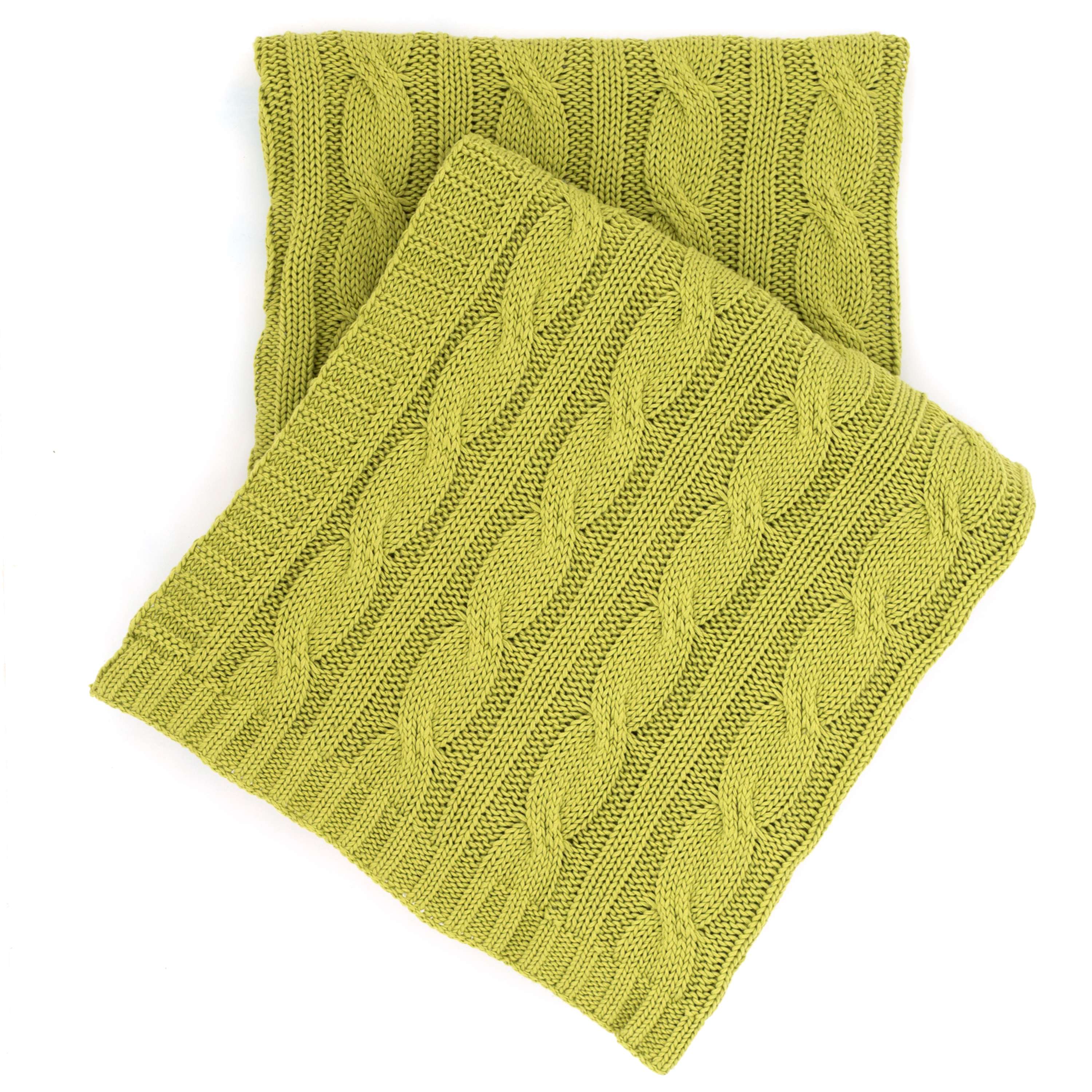 Comfy Cable Knit Green Throw Pine Cone Hill