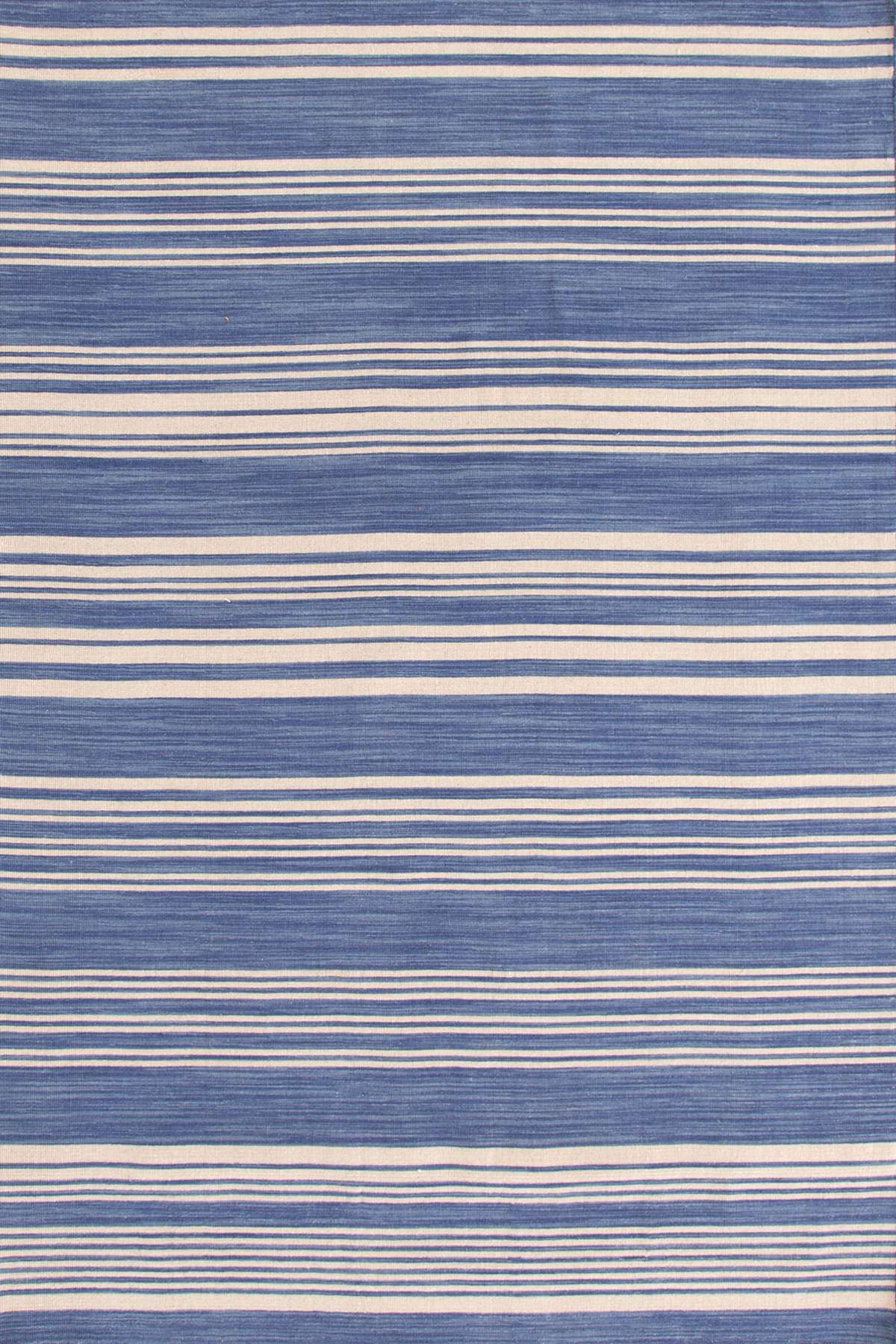 Cottage Stripe French Blue Wool Woven Rug Dash & Albert