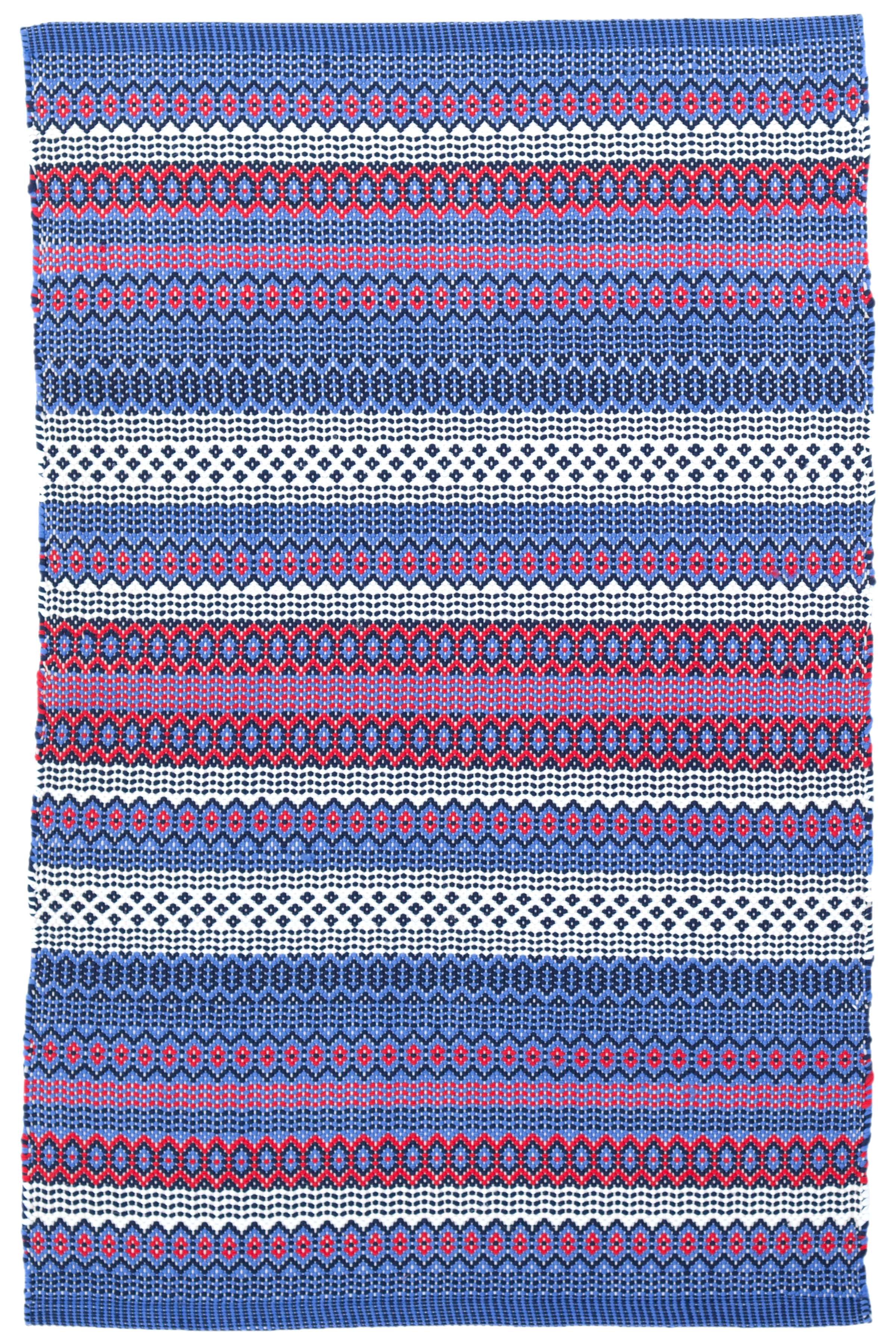 Fiesta Stripe Blue/Red Indoor/Outdoor Rug Dash & Albert