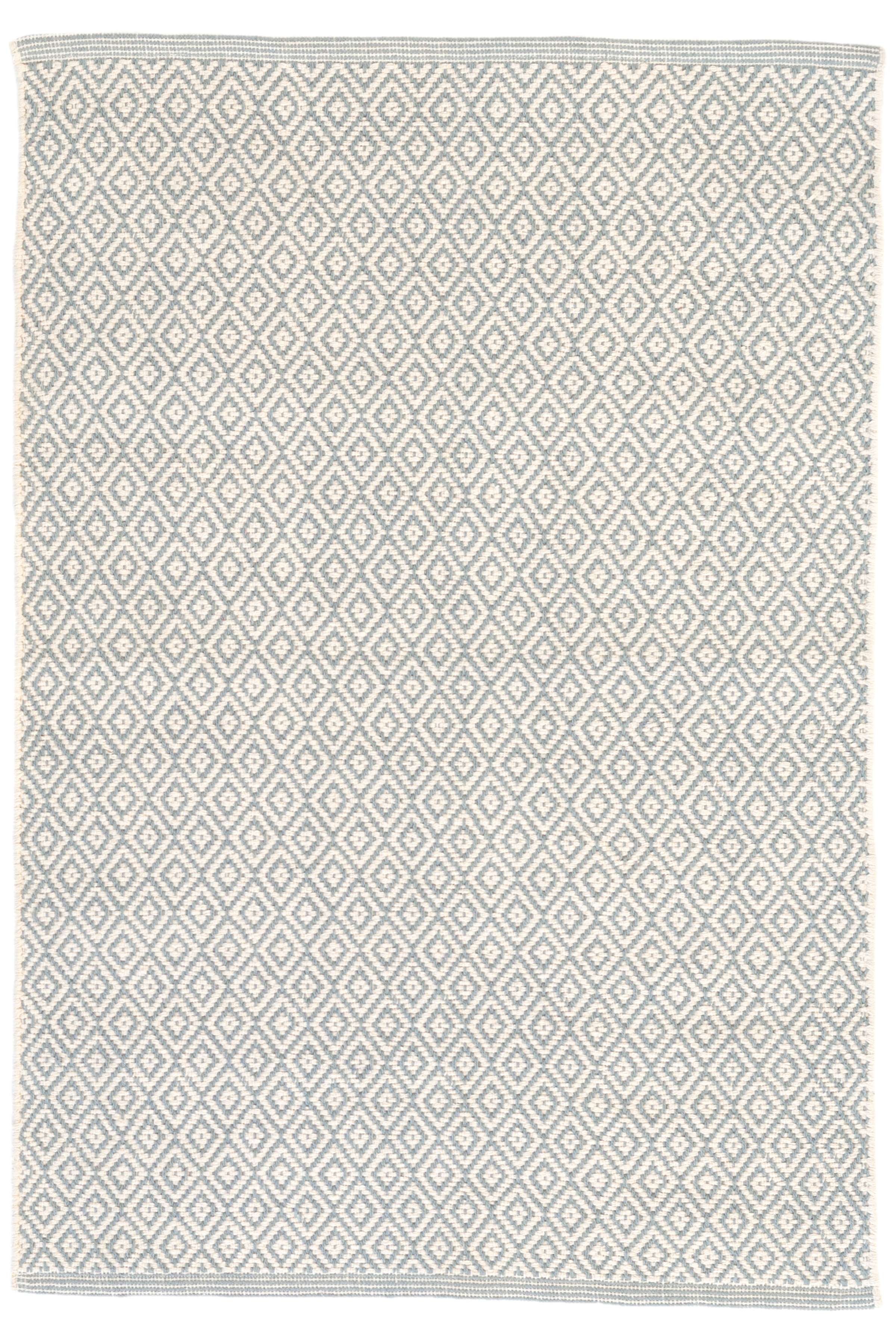 Lattice Swedish Blue Woven Cotton Rug Dash & Albert