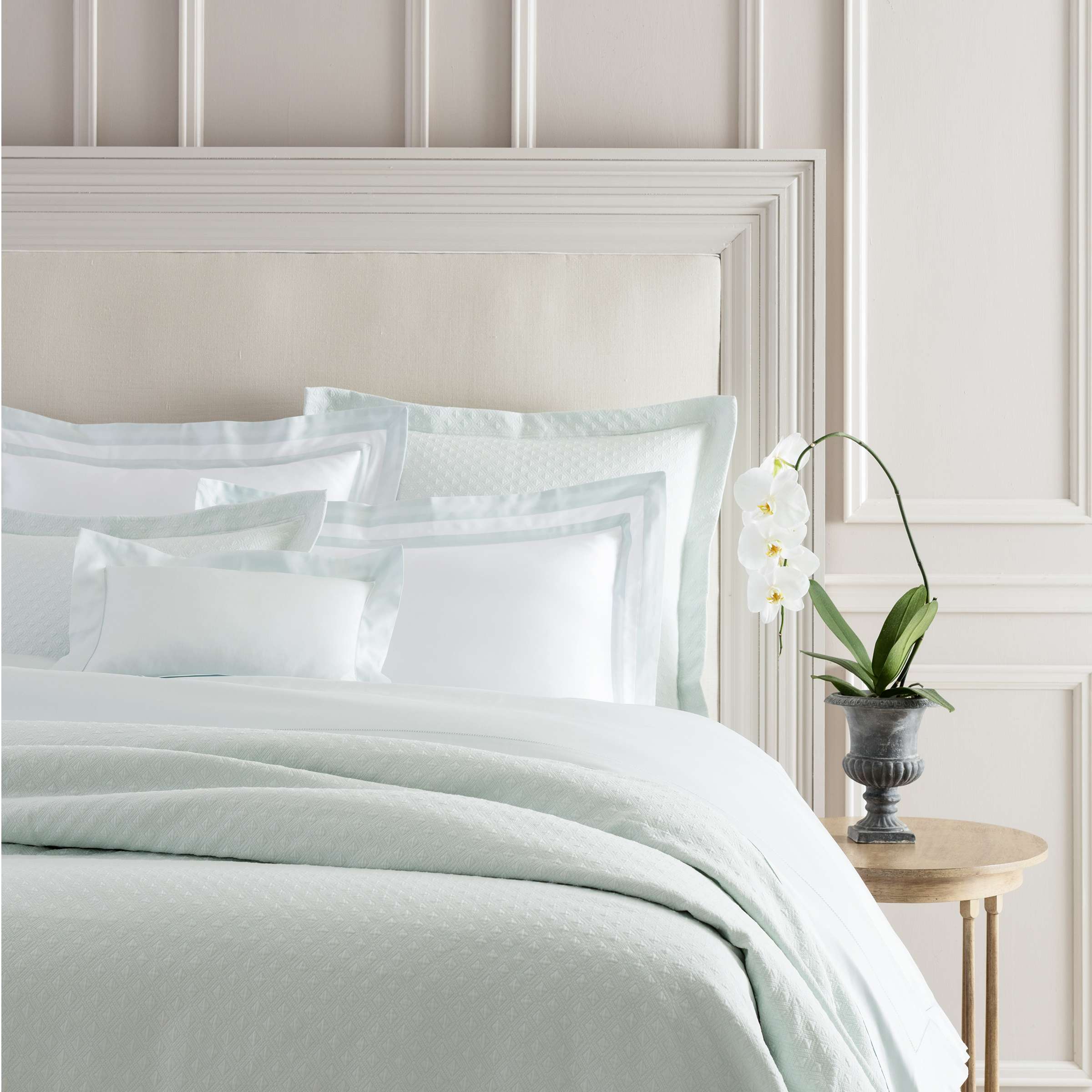 Lazio Pearl Blue Matelassé Coverlet Luxe