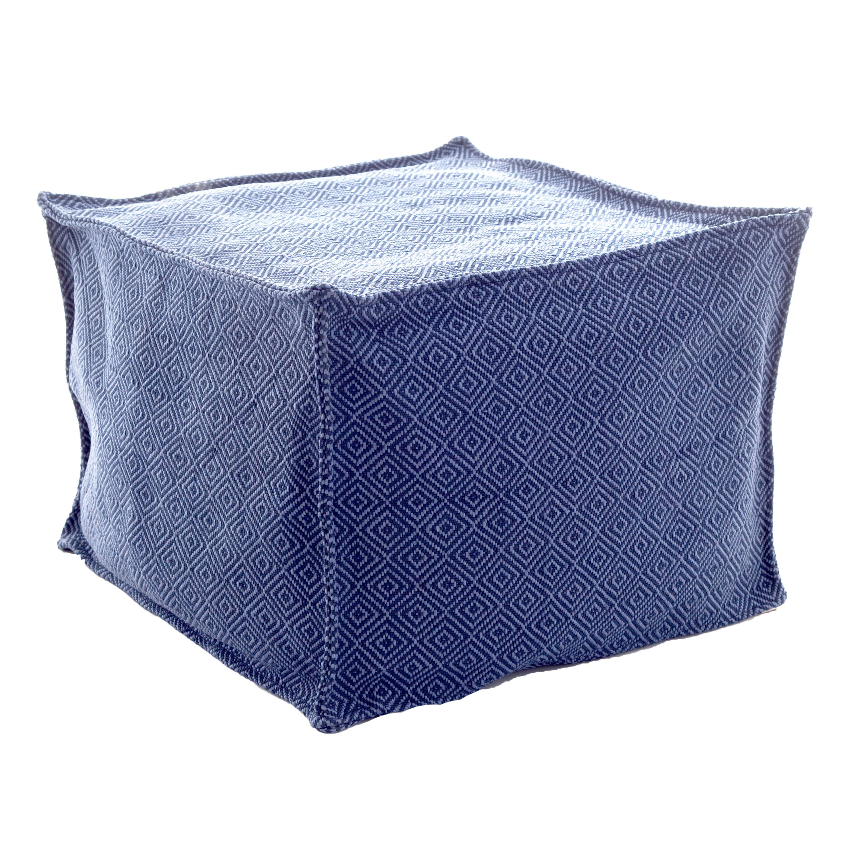 Petit Diamond Navy/Denim Indoor/Outdoor Pouf Fresh American