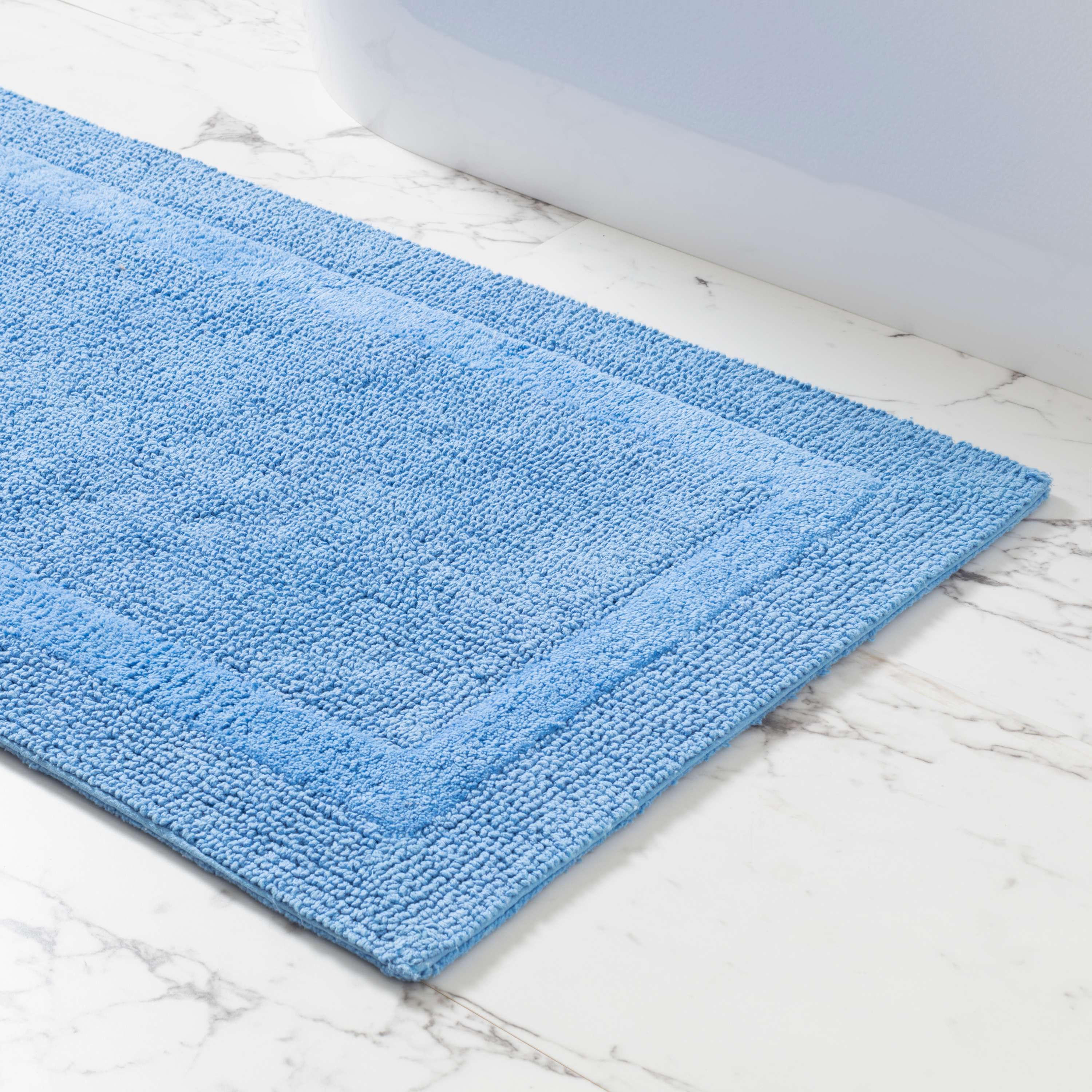 Blue contour bathroom rug