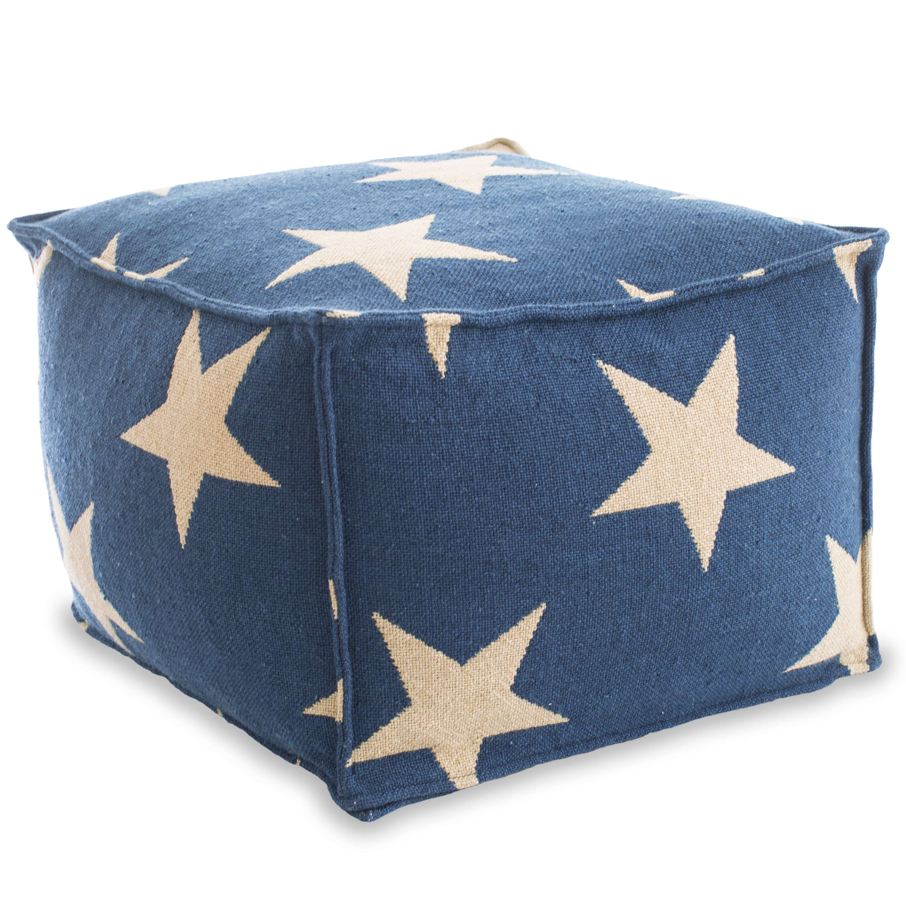 Star Navy/Camel Indoor/Outdoor Pouf Fresh American