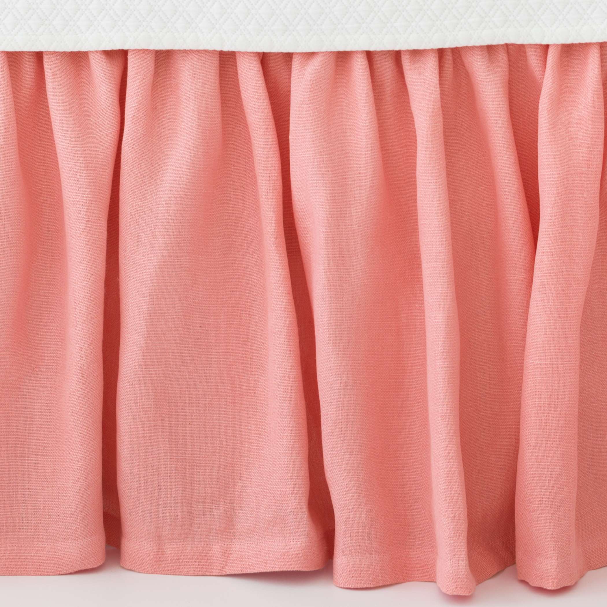 Stone Washed Linen Coral Paneled Bed Skirt Pine Cone Hill