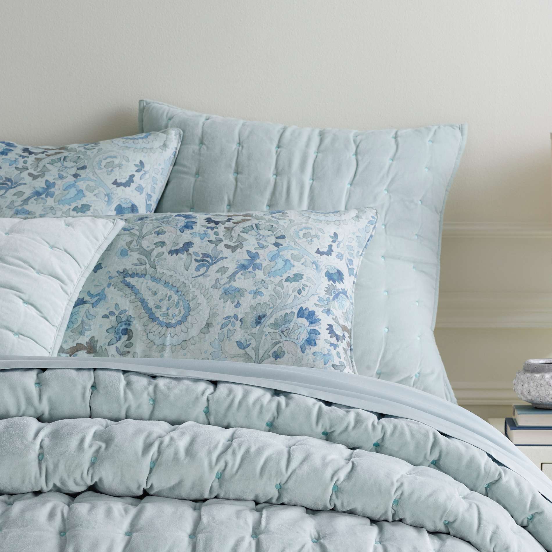 Vienna Velvet Robin's Egg Blue Quilted Sham Pine Cone Hill