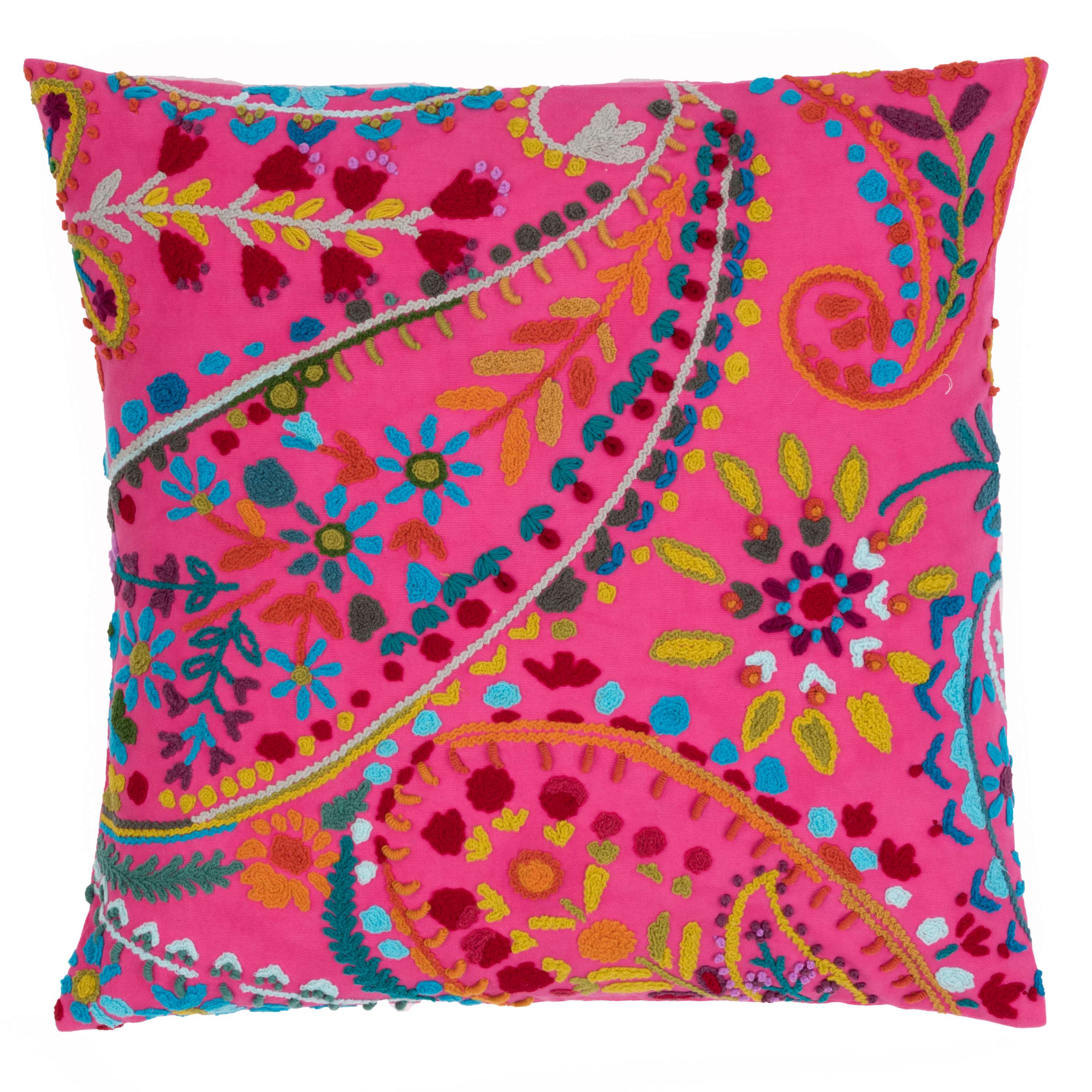 Amelie Fuchsia Embroidered Decorative Pillow | The Outlet