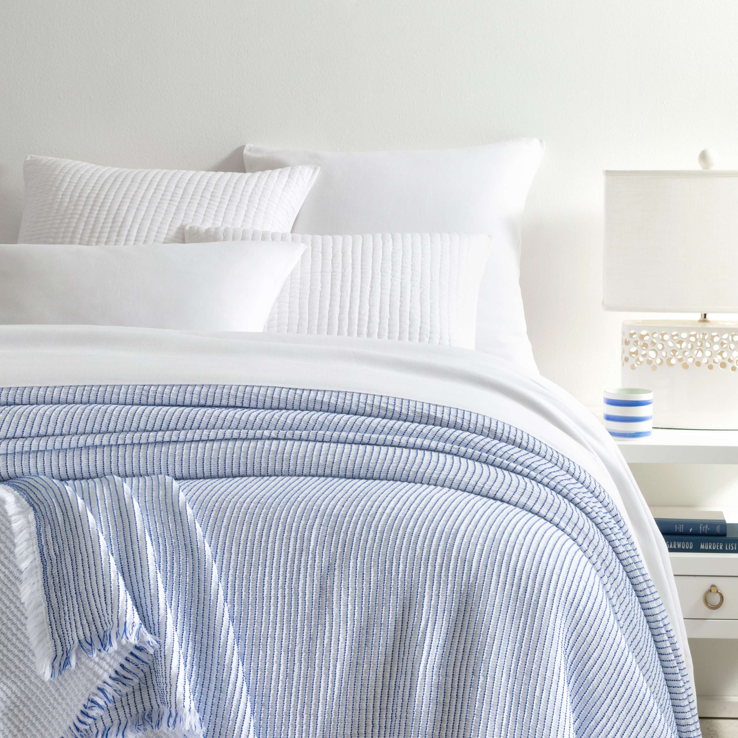 Santo Stripe Blue Coverlet Pine Cone Hill