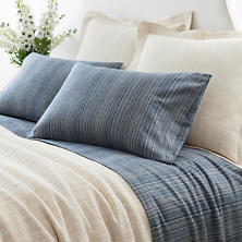 Cascade Stripe Flannel Blue/Oatmeal Pillowcases