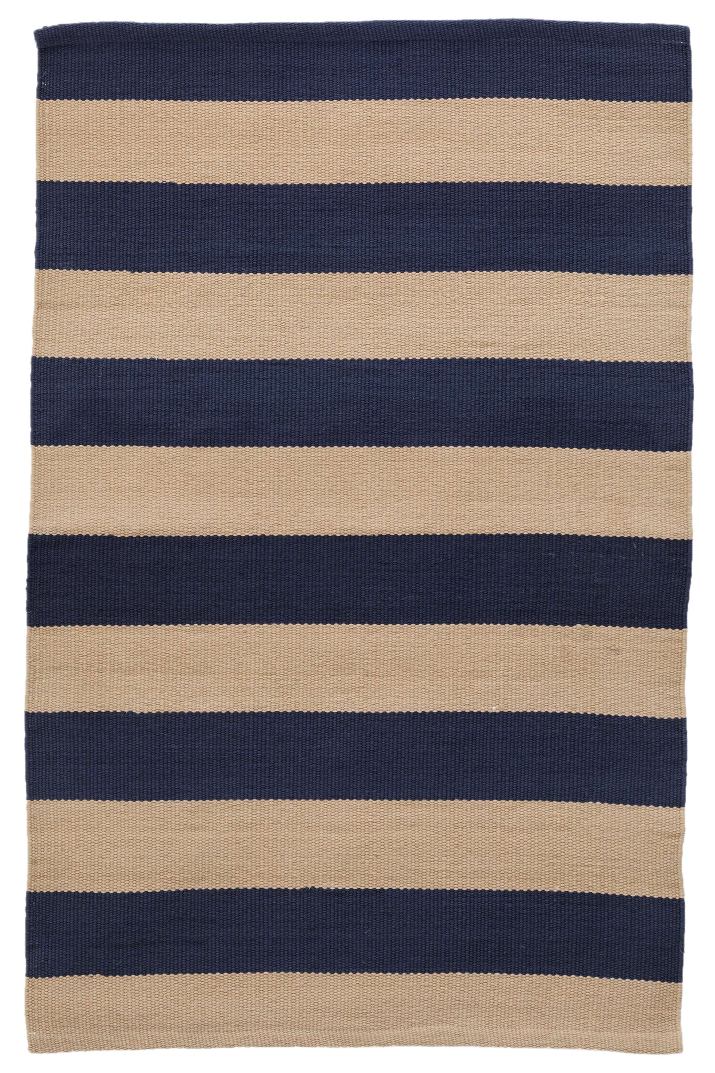 Catamaran Stripe Navy Khaki Indoor Outdoor Rug The Outlet