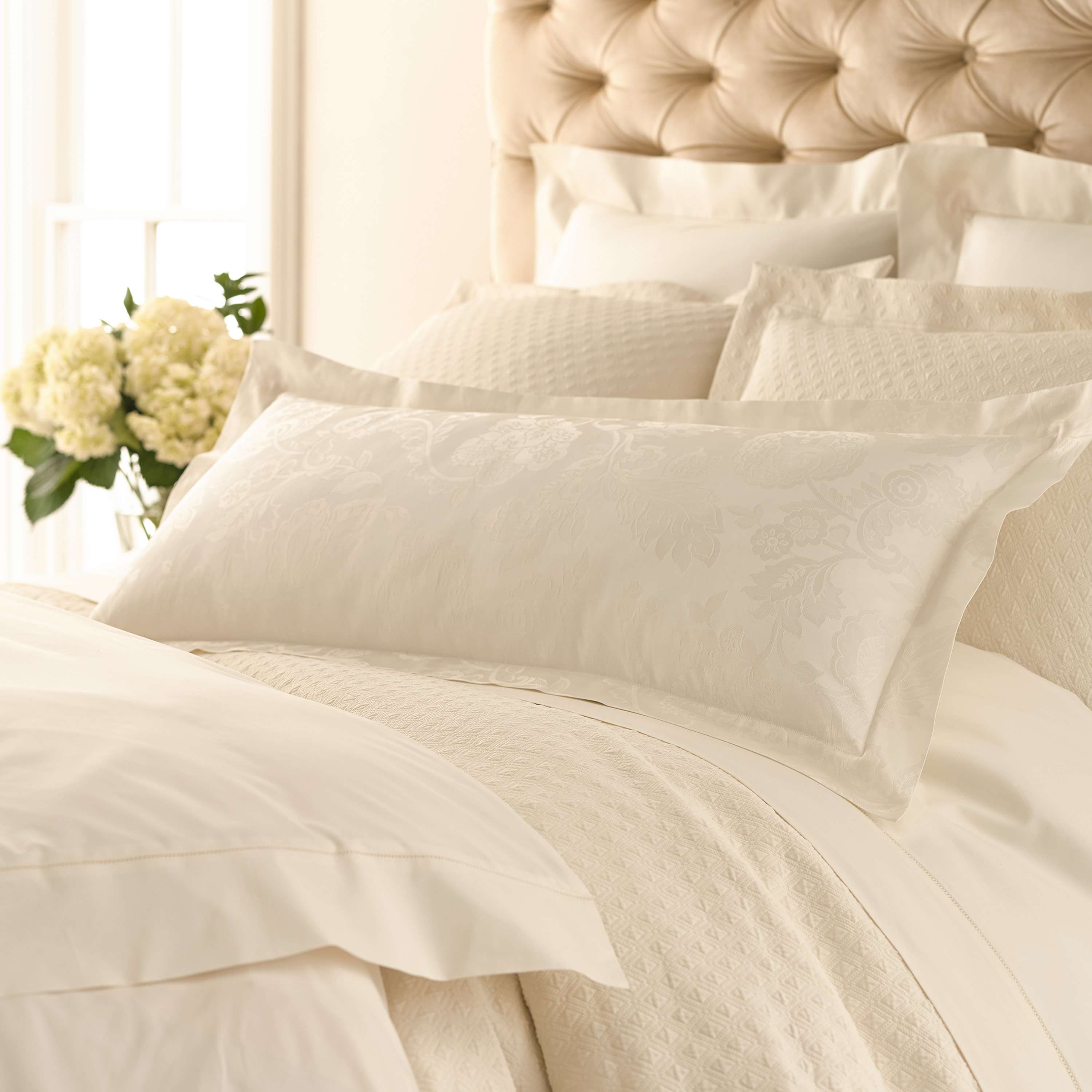 Chinois Damask Ivory Pillowsham The Outlet