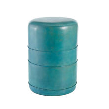 Clarence Leather Turquoise Stool