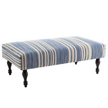 Cottage Stripe French Blue Turned Tobacco Rug Ottoman