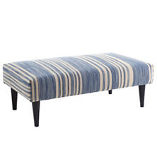 Cottage Stripe French Blue Tapered Tobacco Leg Rug Ottoman