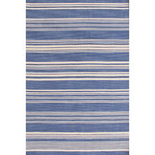 Cottage Stripe French Blue Wool Woven  Rug
