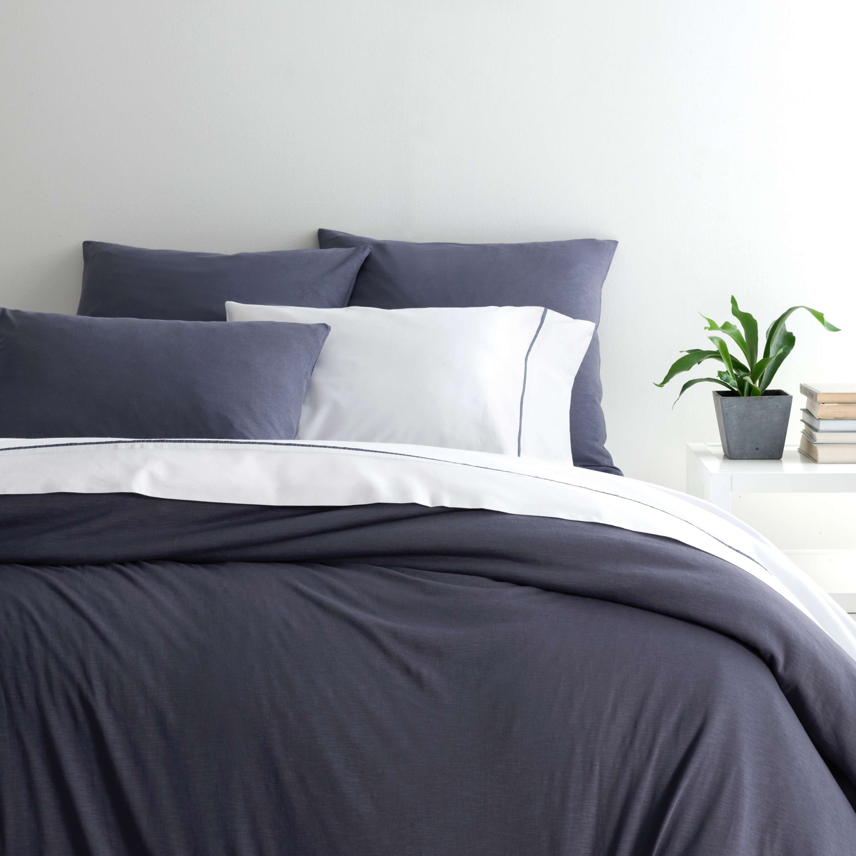 Slub Jersey Knit Blue Duvet Cover