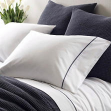 Essential Tipped Percale Blue Pillowcases