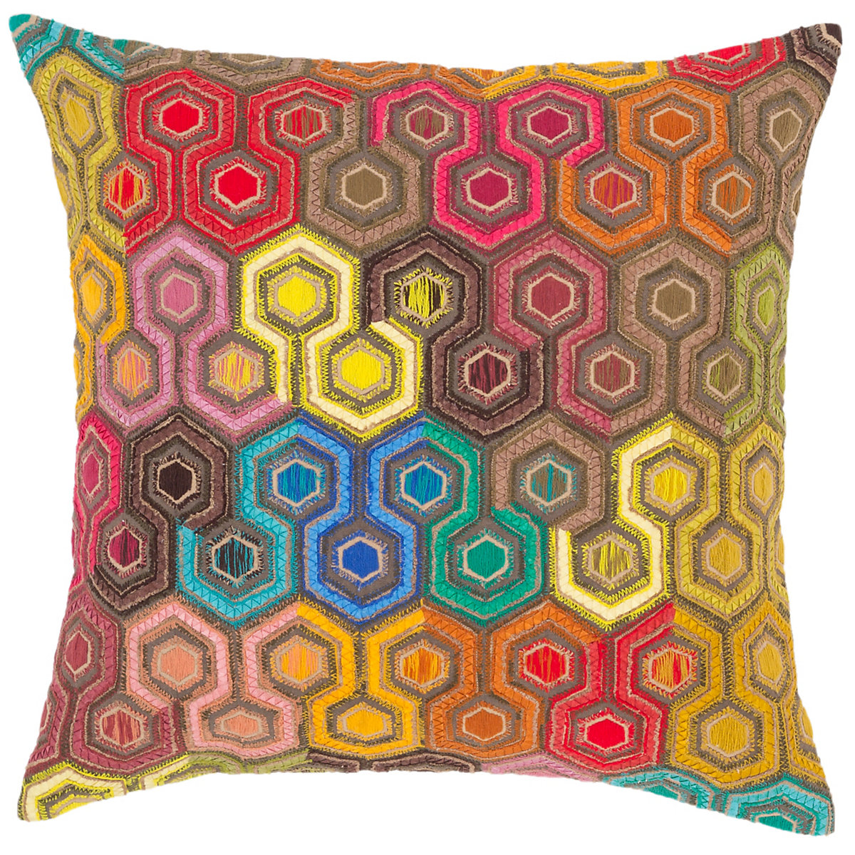 Geodesic Embroidered Decorative Pillow Pine Cone Hill