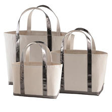 Glam Canvas Natural/Pewter Tote Bag