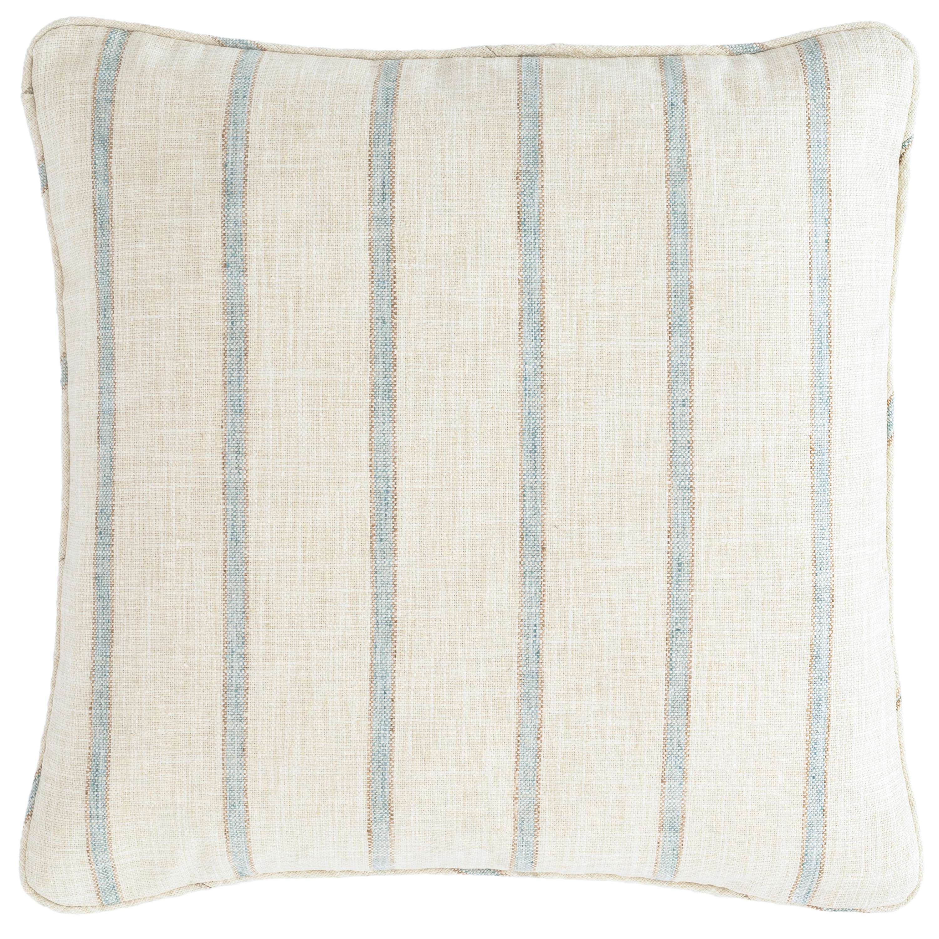 Glendale Stripe Light Blue Natural Indoor Outdoor Decorative Pillow