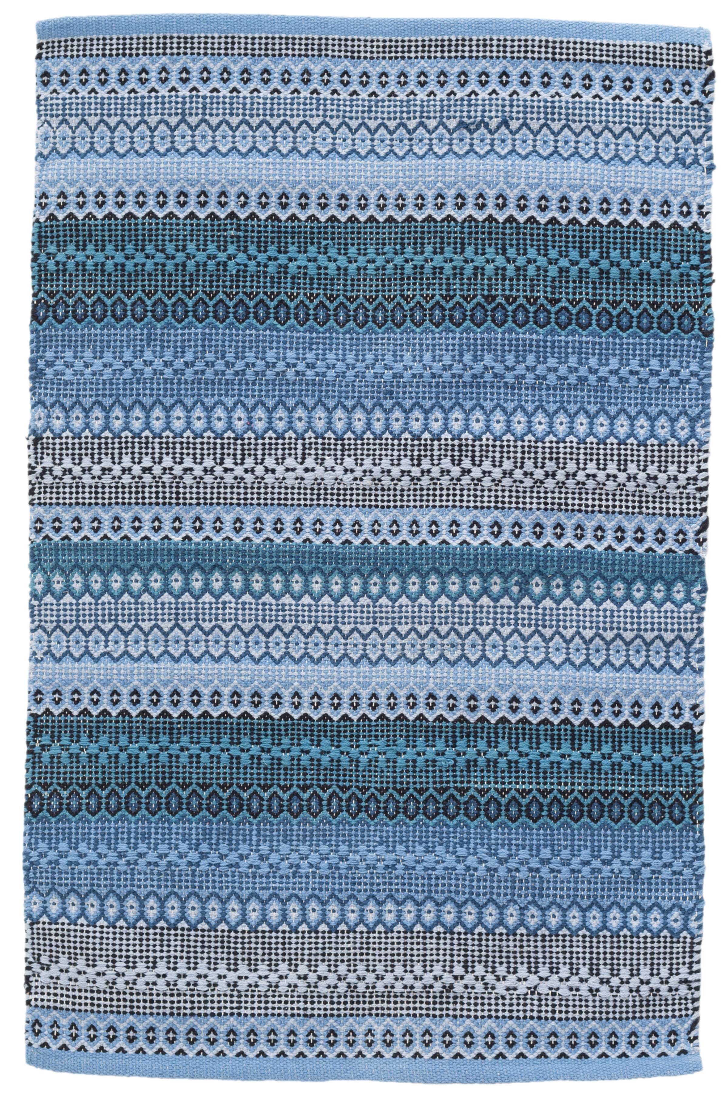 Gypsy Stripe Denim/Navy Woven Cotton Rug | Dash & Albert