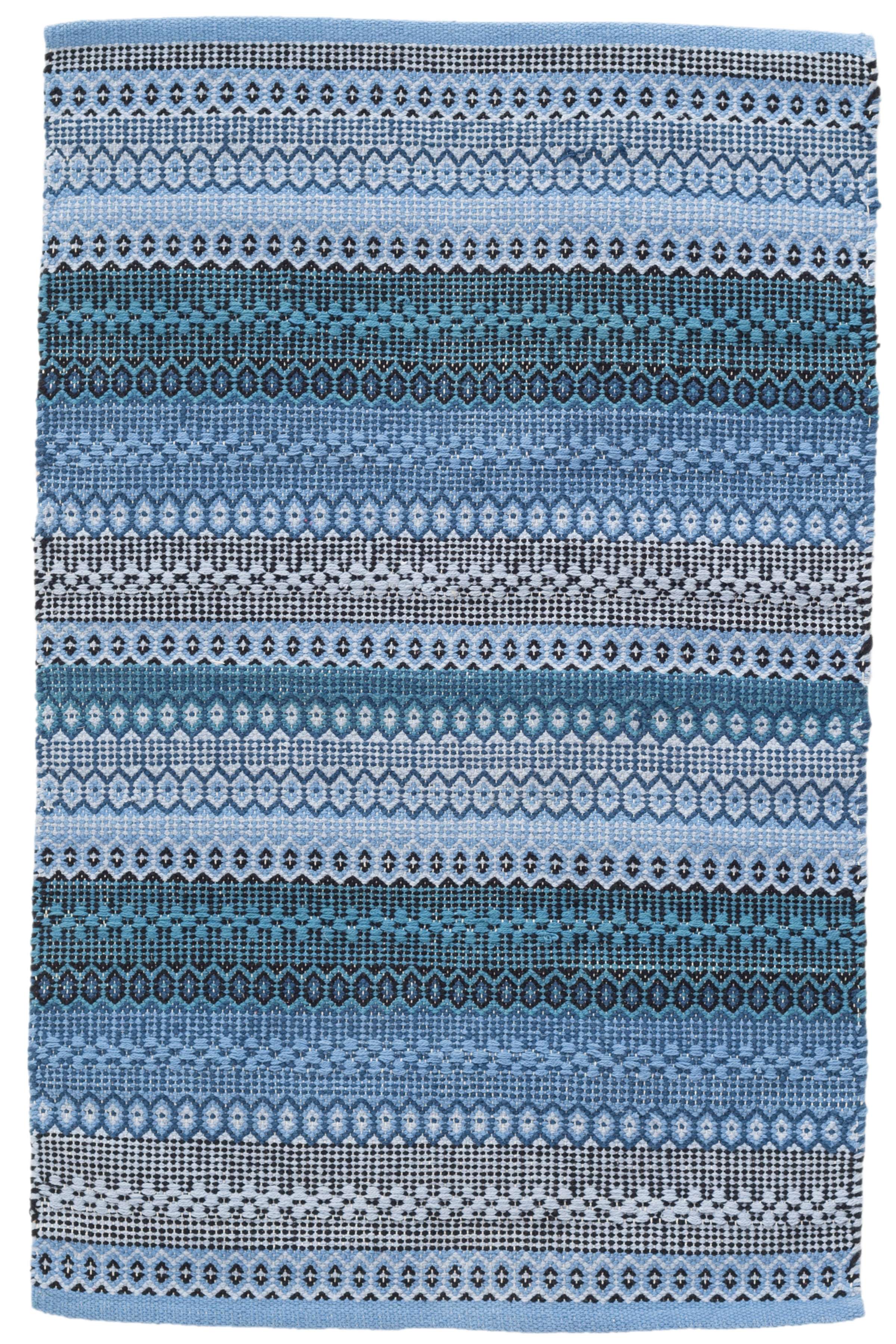 Gypsy Stripe Denim/Navy Woven Cotton Rug | Dash & Albert