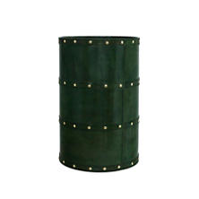 Holmes  Leather Evergreen Wastebasket