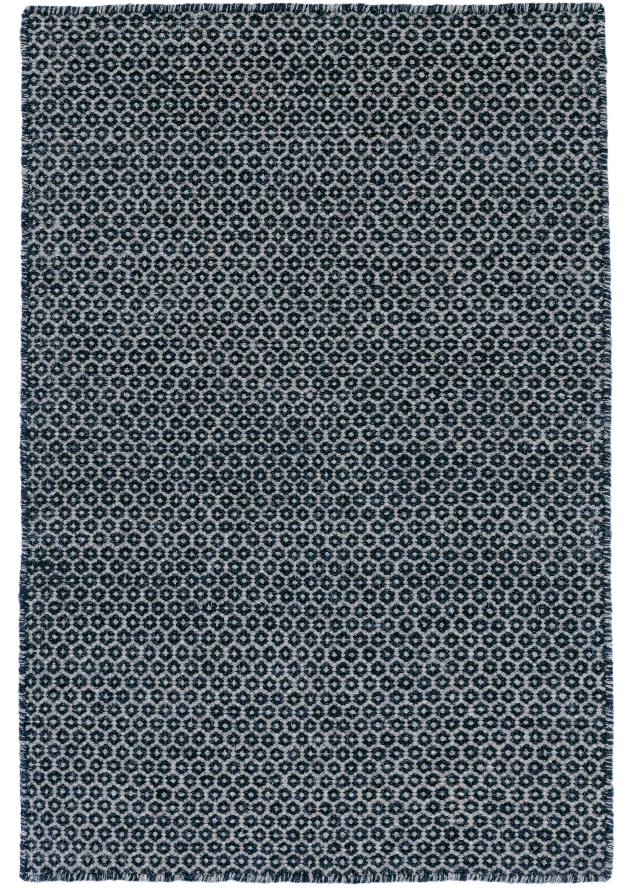 Honeycomb Indigo Grey Wool Woven Rug Dash Albert