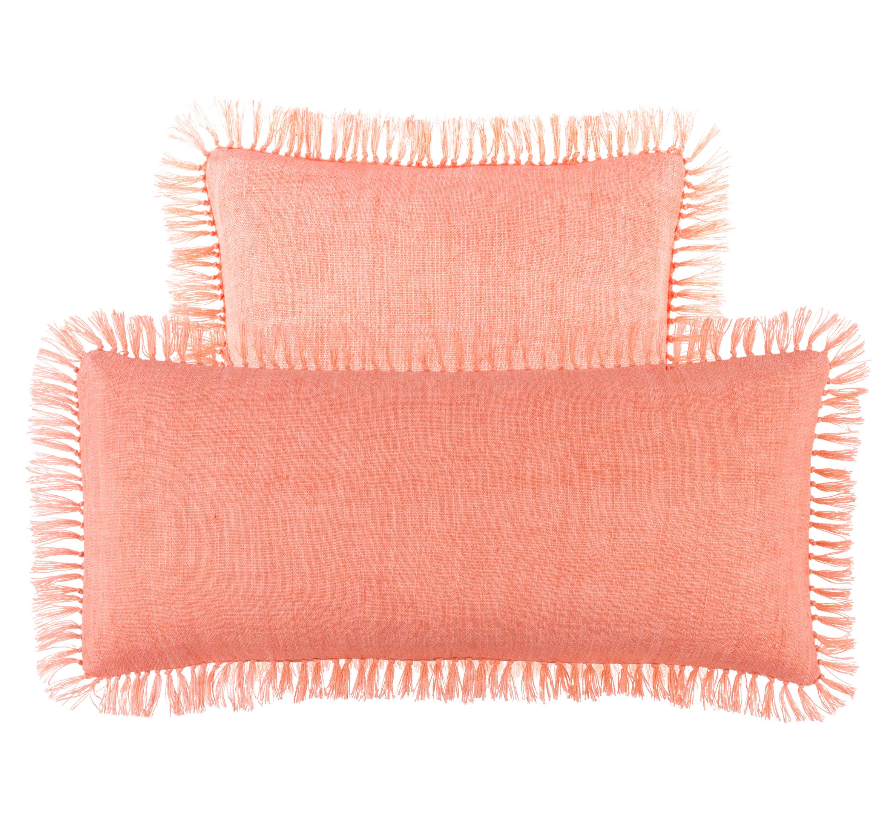 Laundered Linen Coral Decorative Pillow | Pine Cone Hill