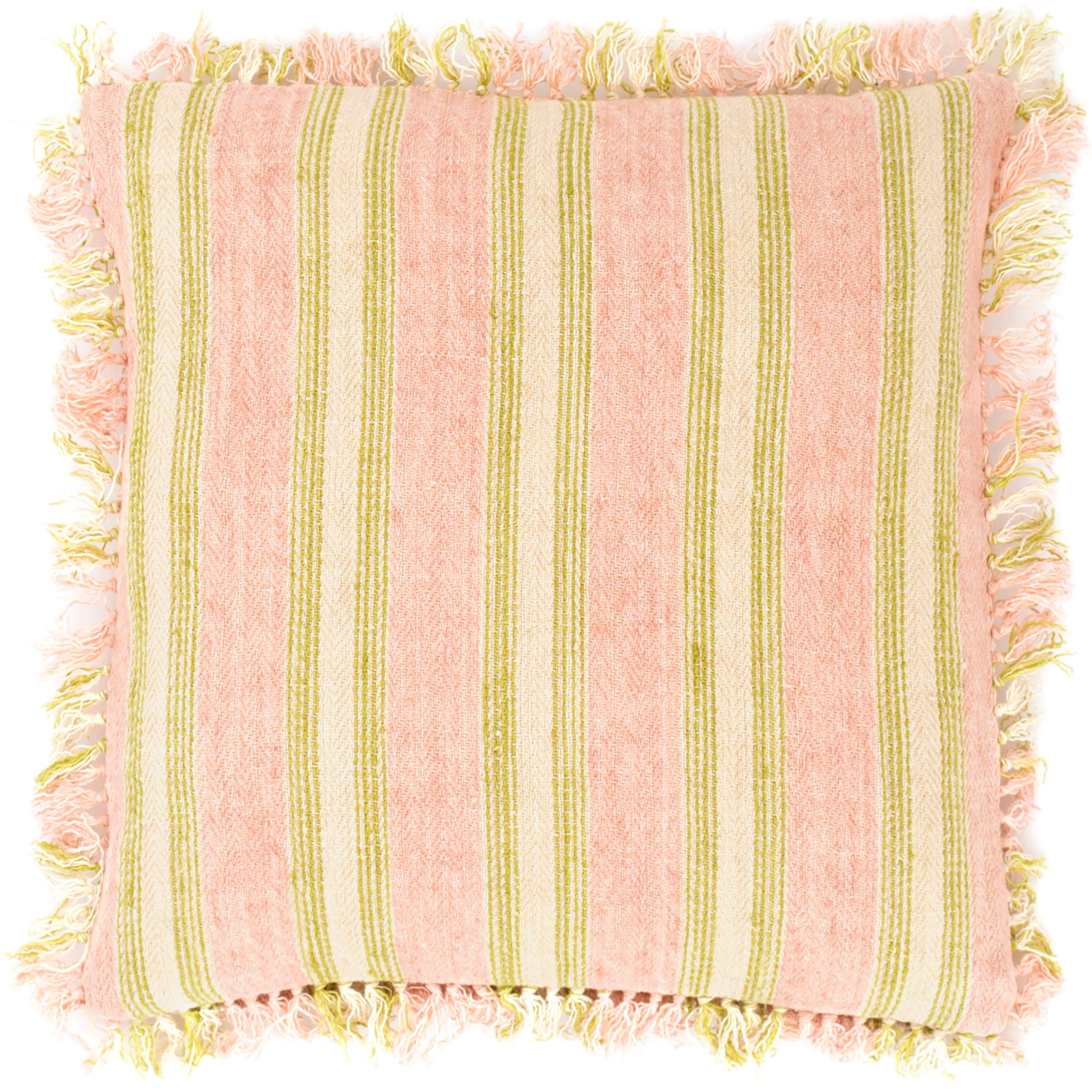 Laundered Linen Ticking Pink Decorative Pillow The Outlet