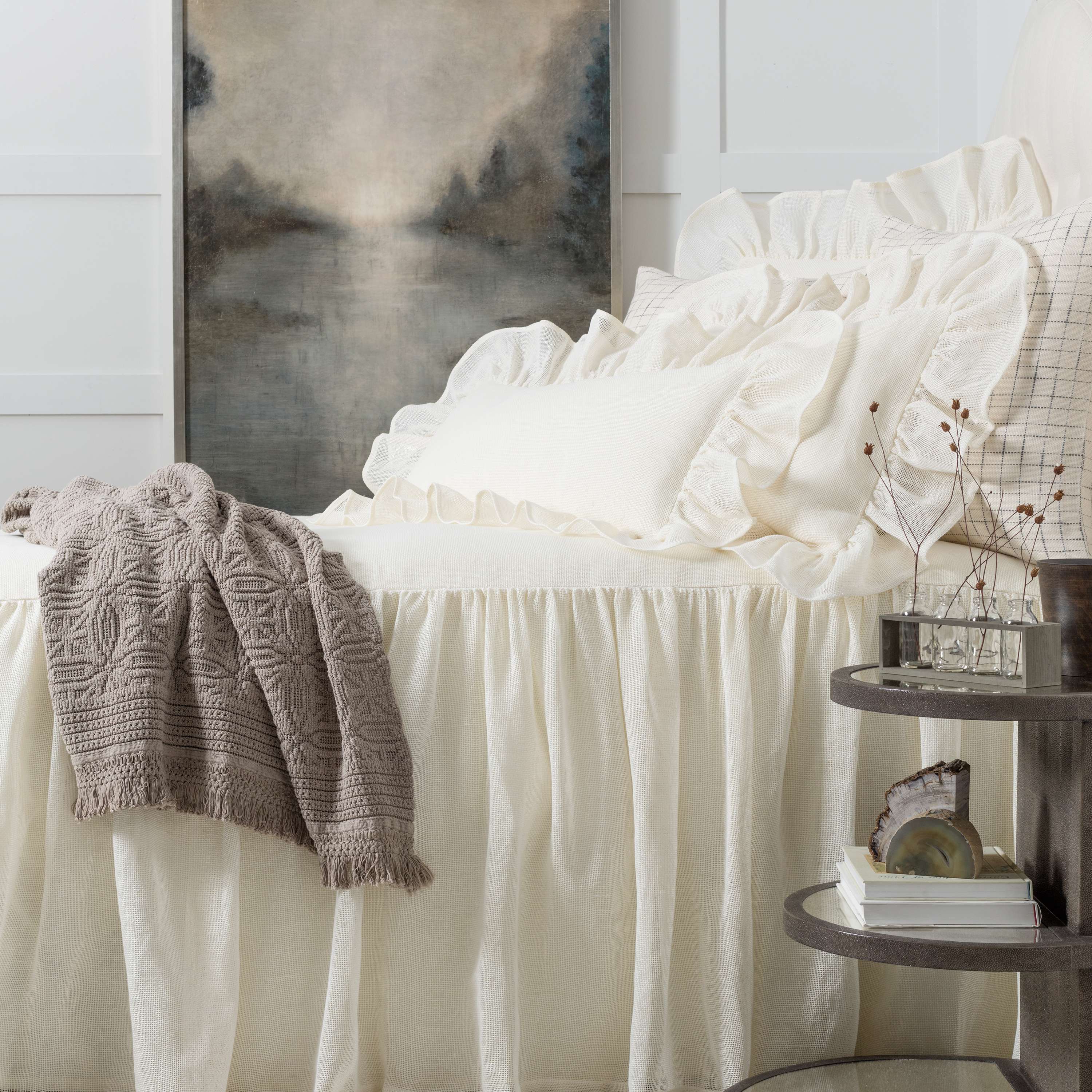 Linen Mesh Ivory Bedspread The Outlet