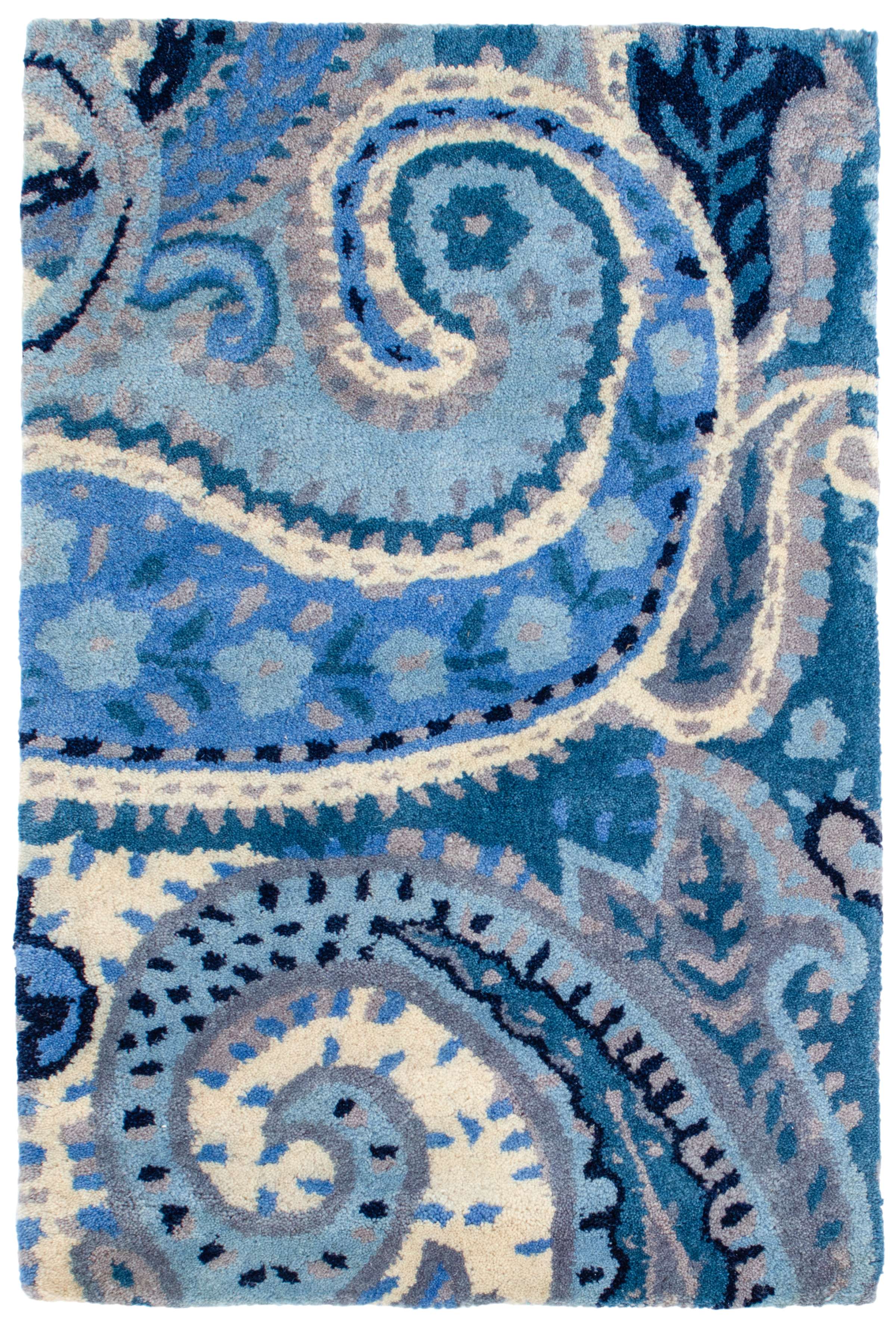 Lyric Paisley Blue Wool Tufted Rug Dash & Albert