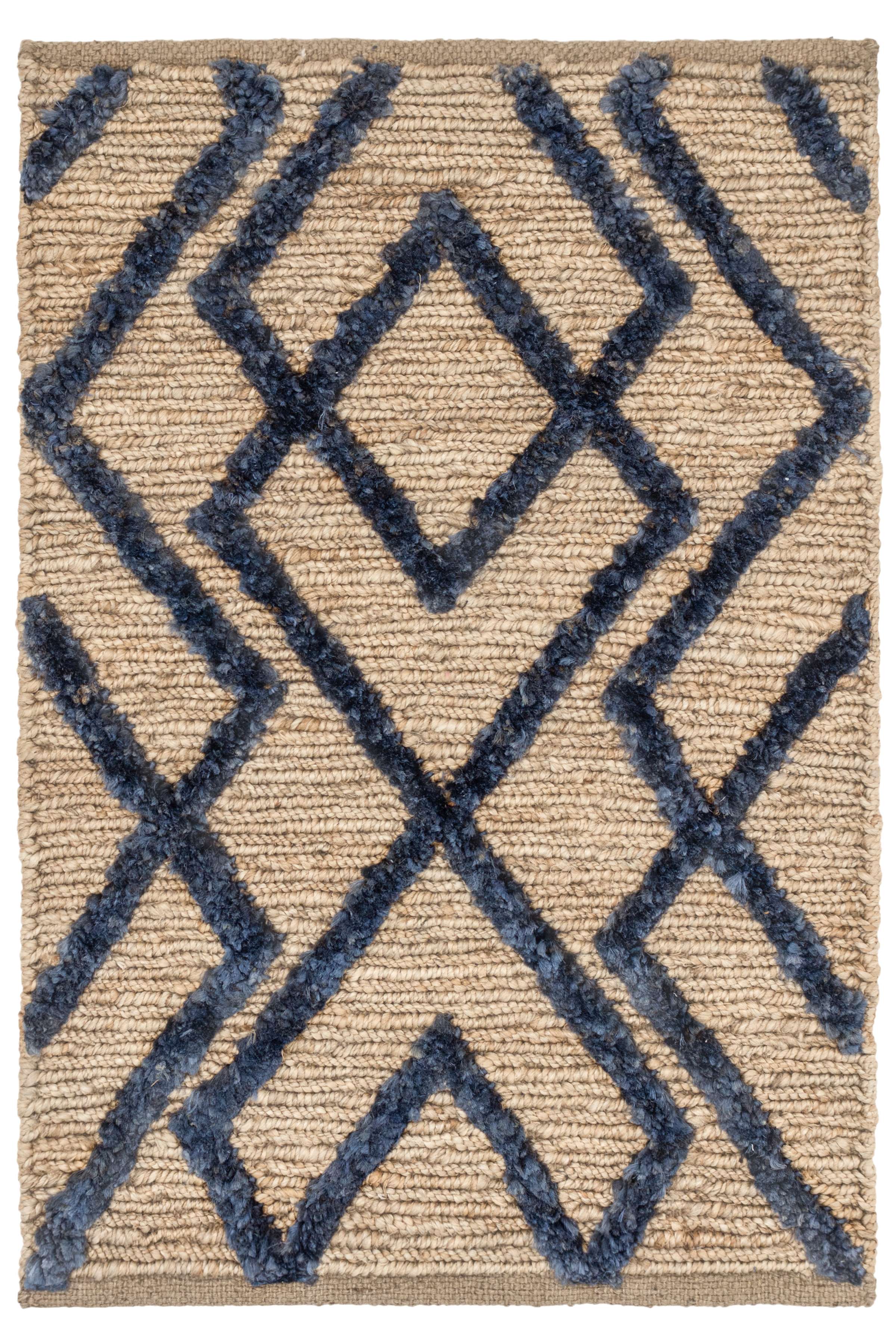 Marco Navy Jute Soumak Woven Rug Dash Albert