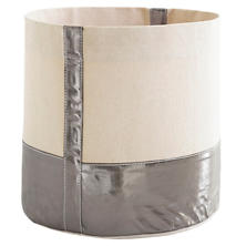 Glam Canvas Natural/Pewter Bin