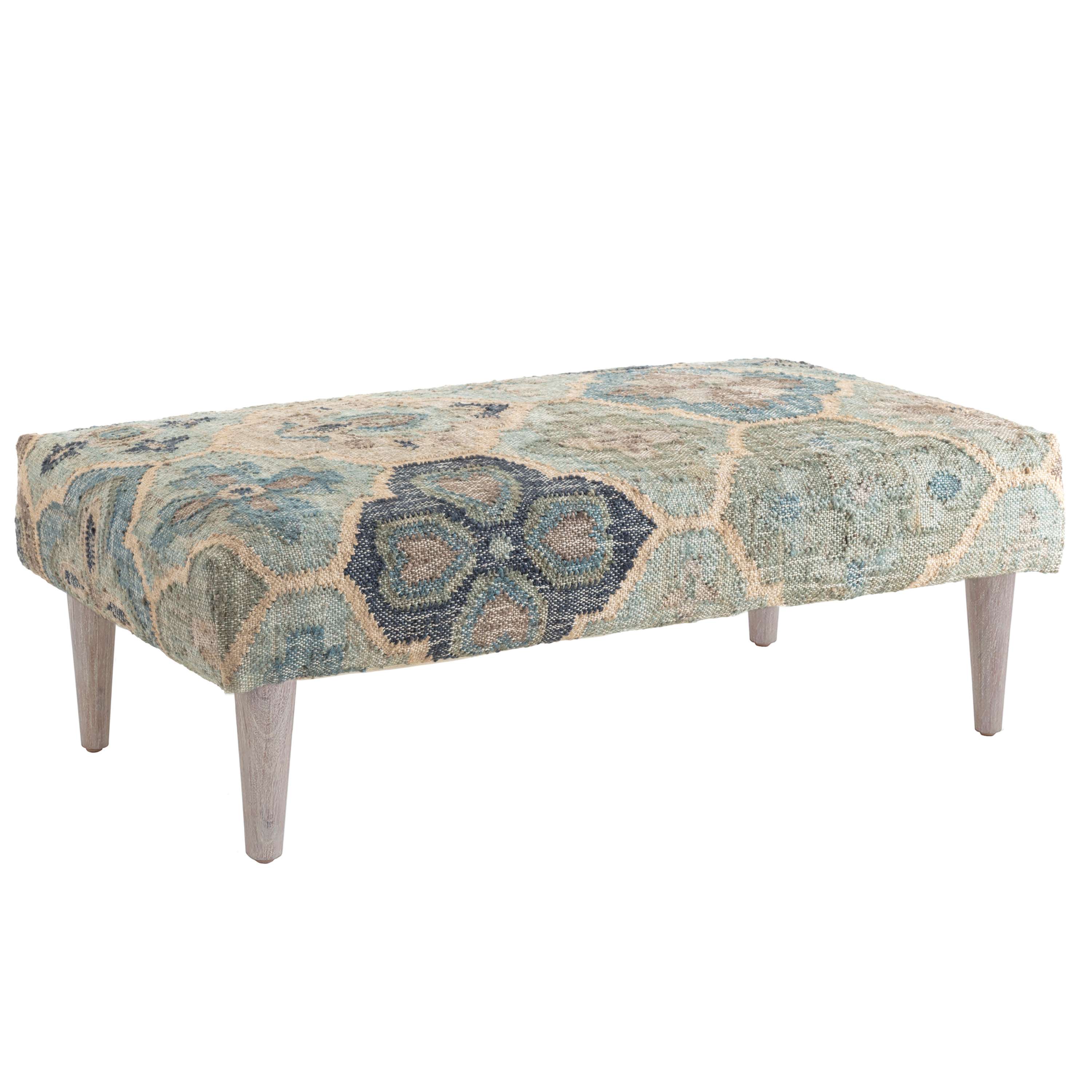 Pali Blue Tapered Cerused Oak Leg Rug Ottoman | Furniture