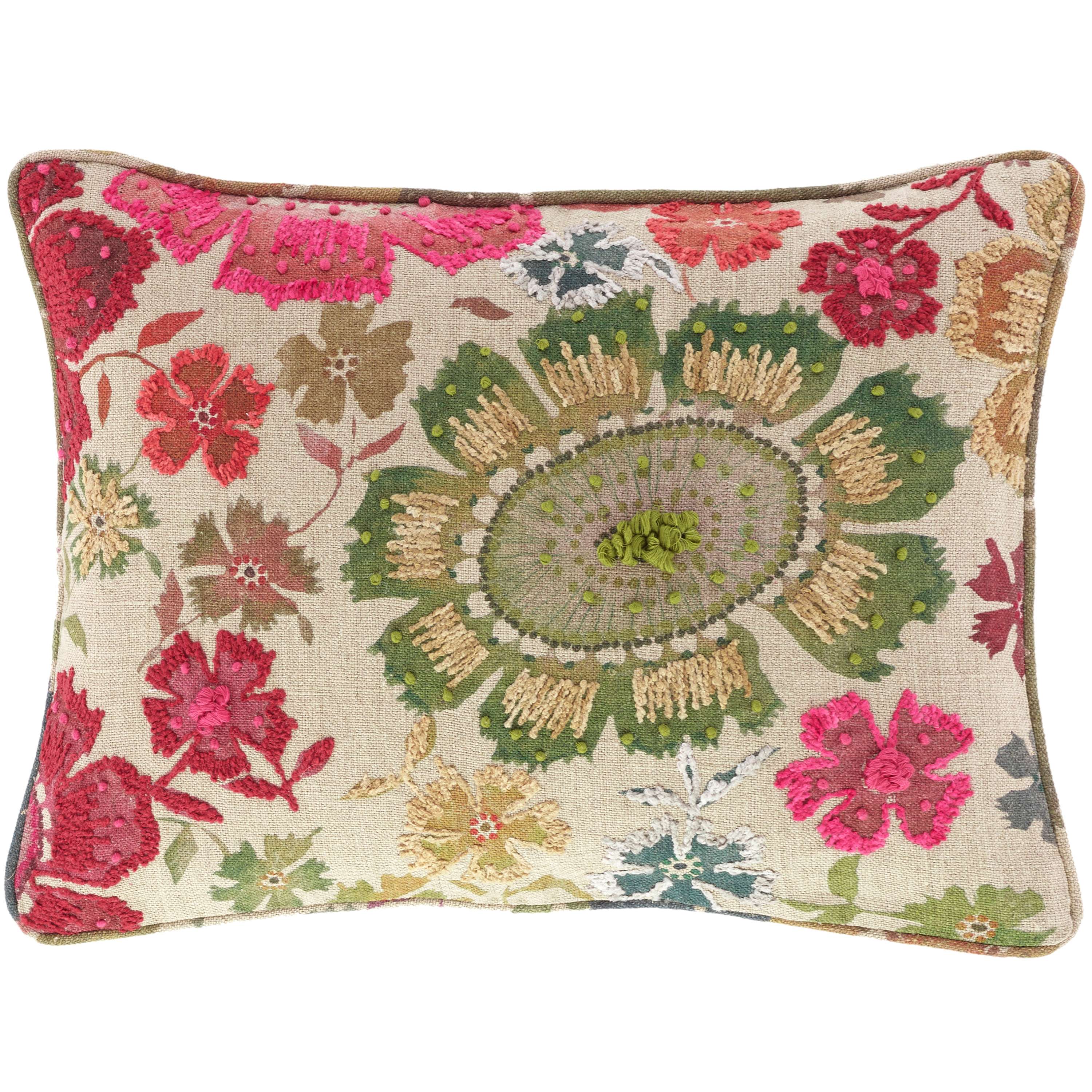 Salado Scalloped Edges Throw Pillow, Floral Medallion, 18x18