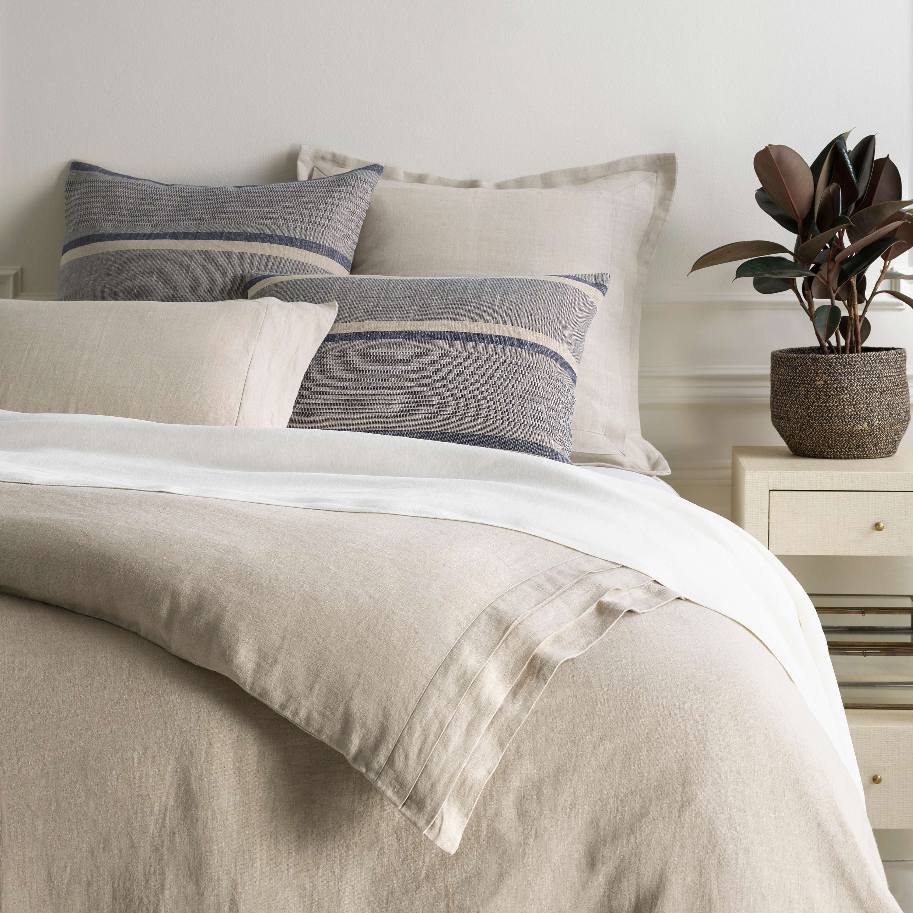 Pleated Linen Natural Duvet Cover Pine Cone Hill