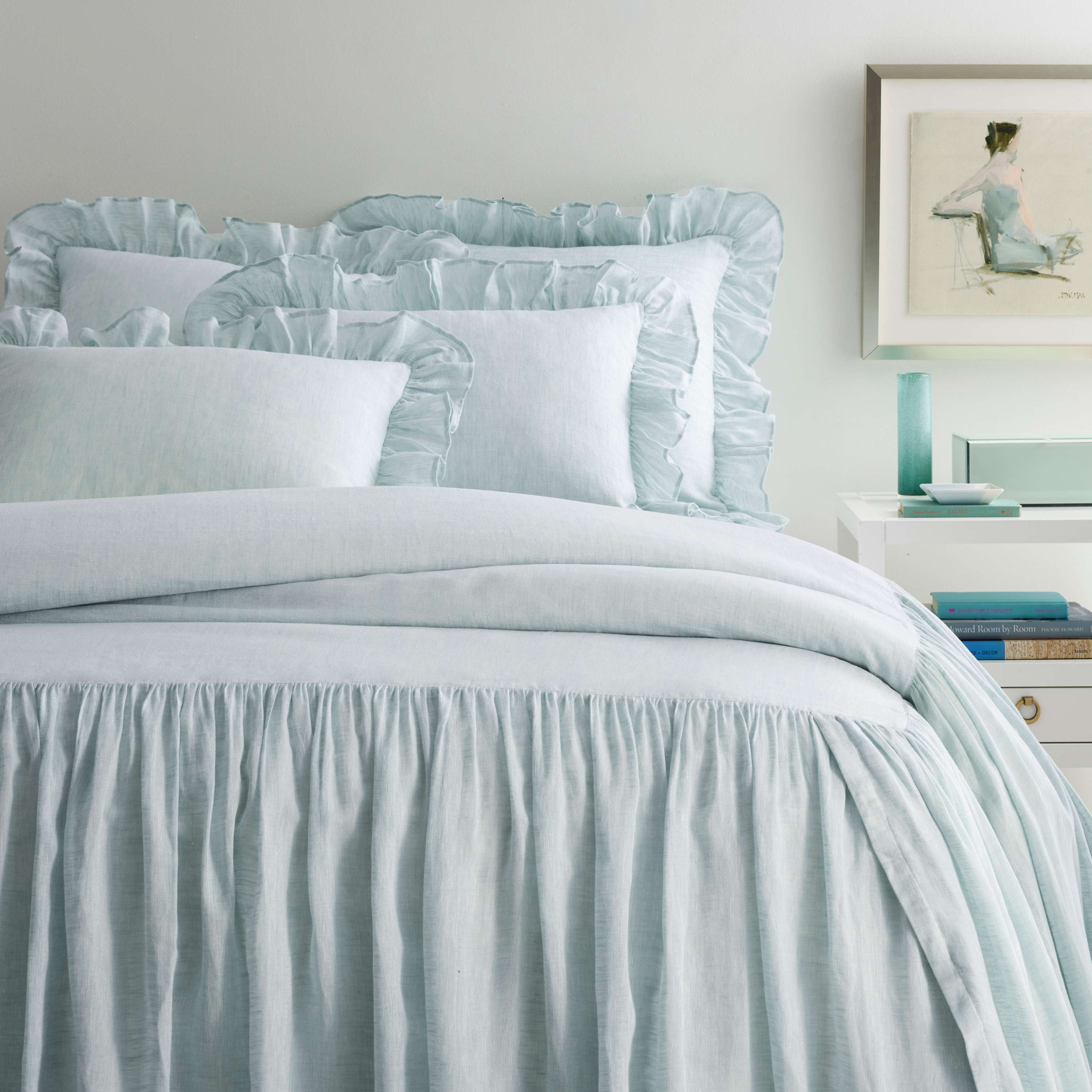 Savannah Linen Chambray Sky Bedspread The Outlet