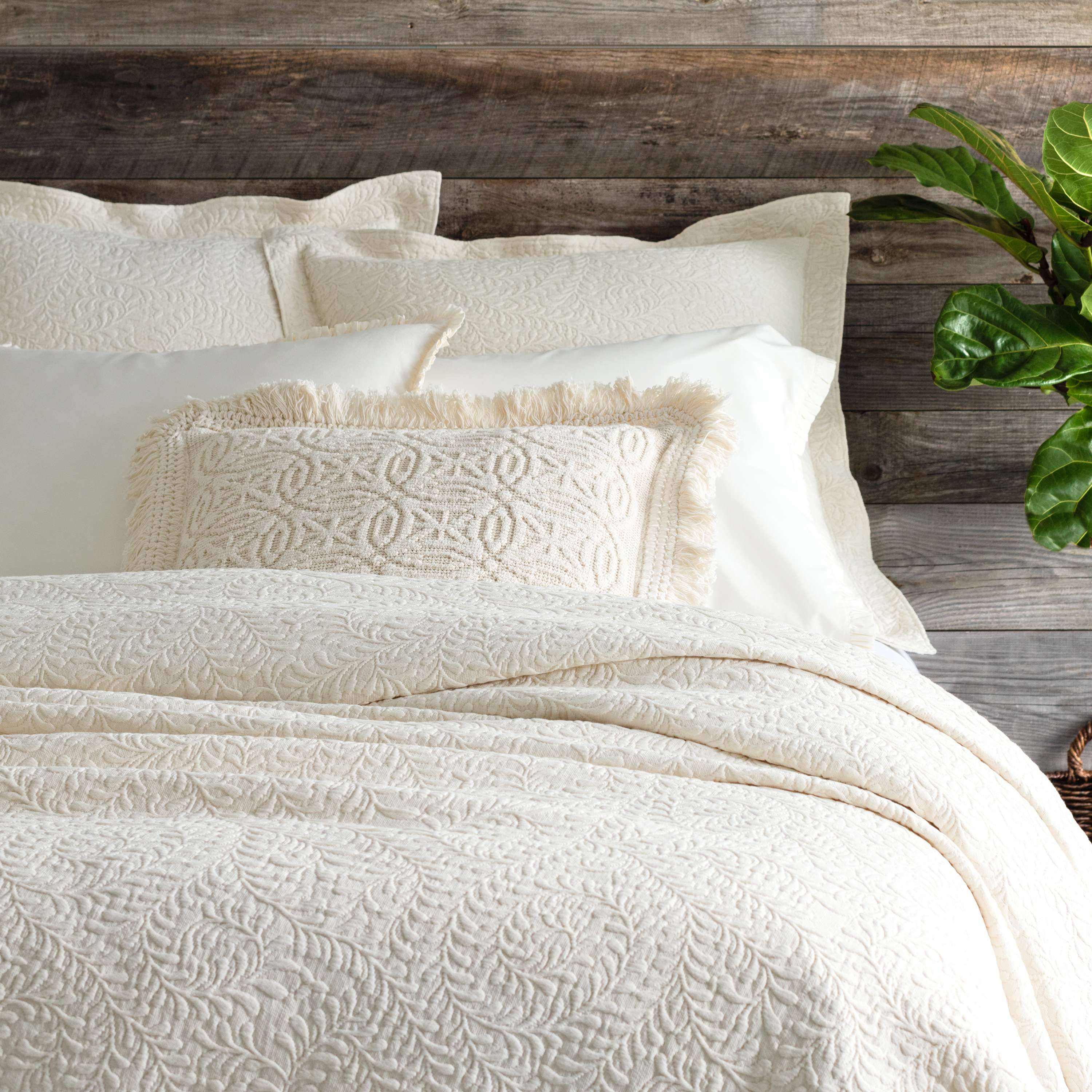 Scramble Ivory Matelasse Coverlet Pine Cone Hill