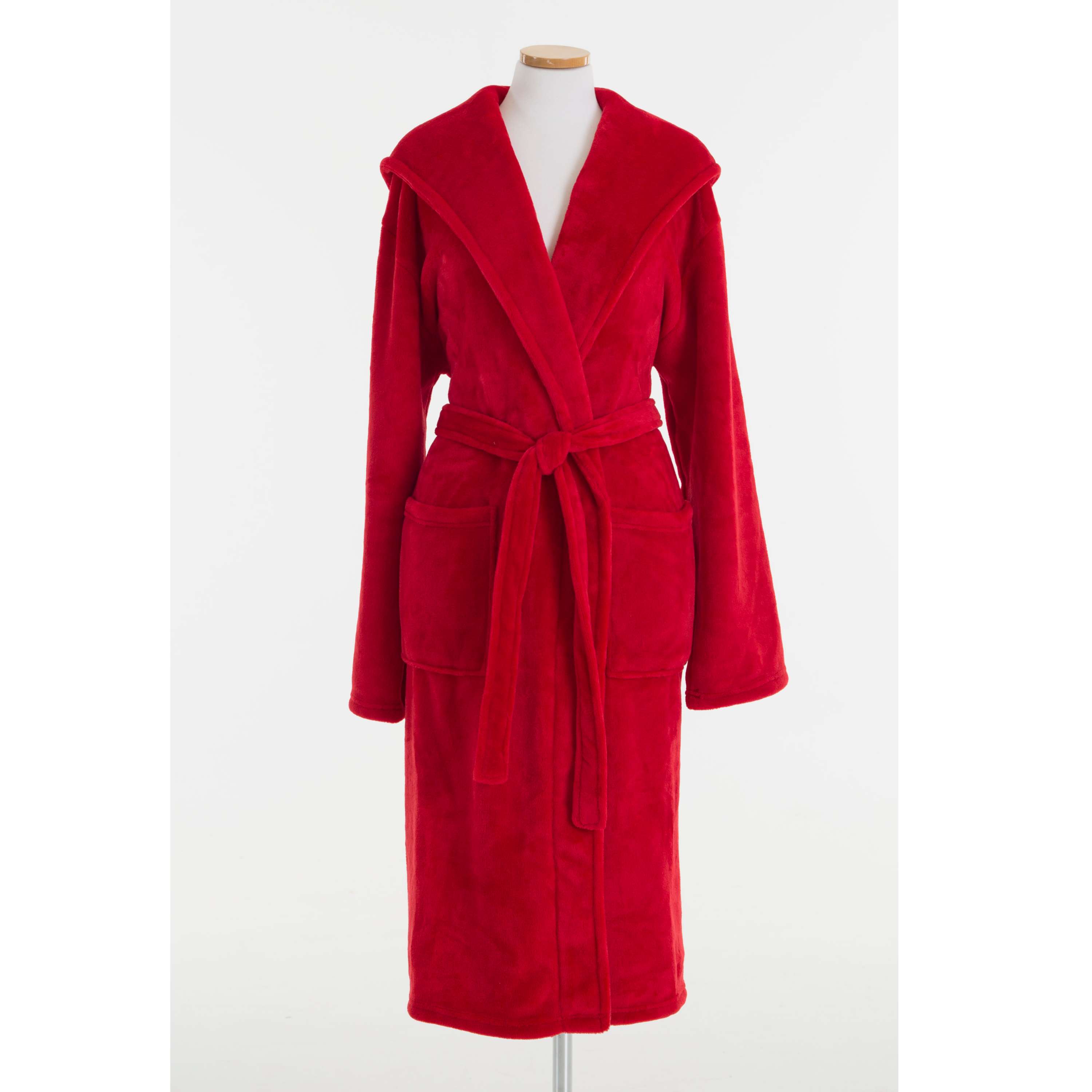 Selke Fleece Red Hooded Robe Pine Cone Hill