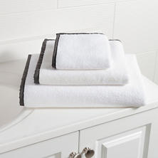 Signature Banded White/Shale Towel