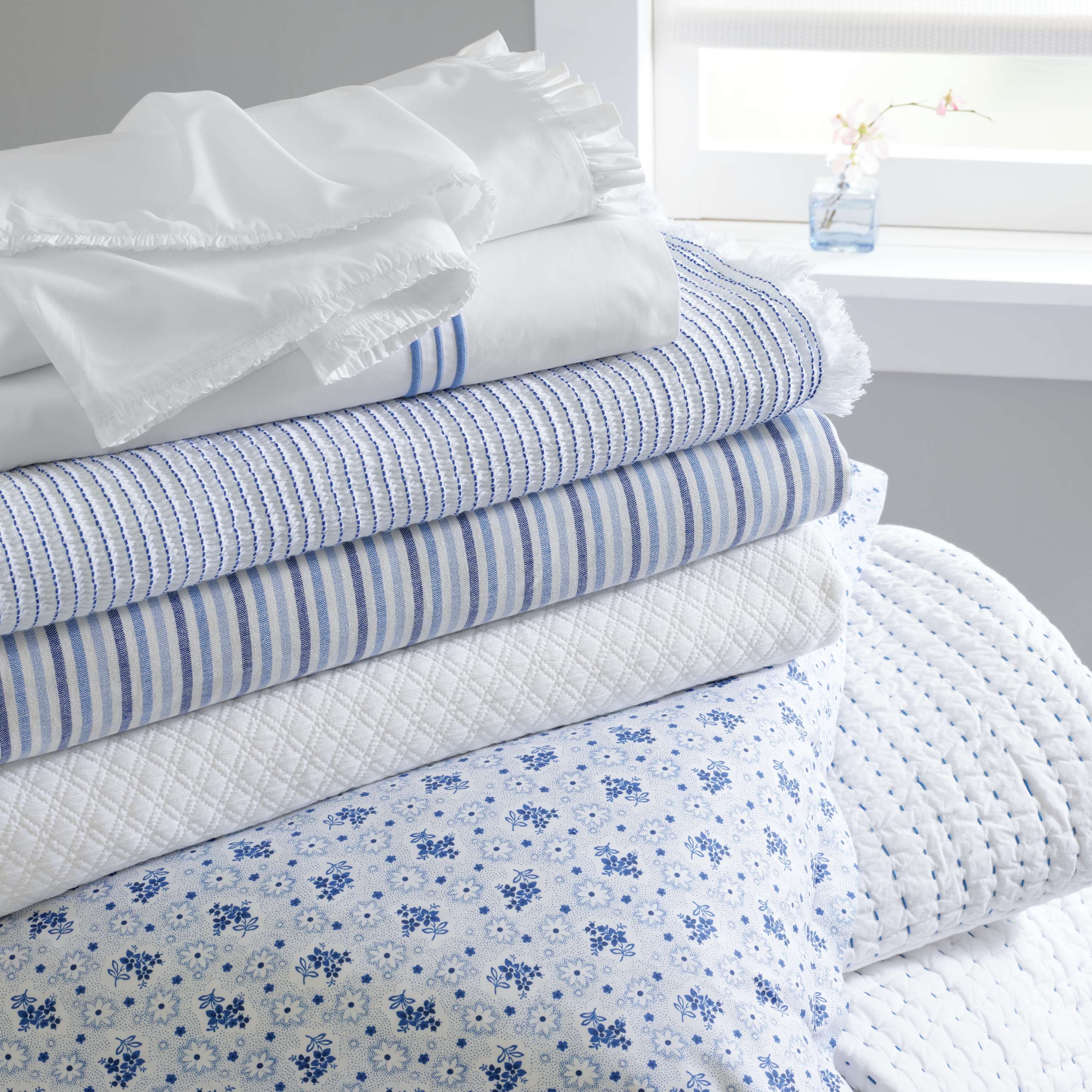 Trio French Blue Sheet Set Pine Cone Hill