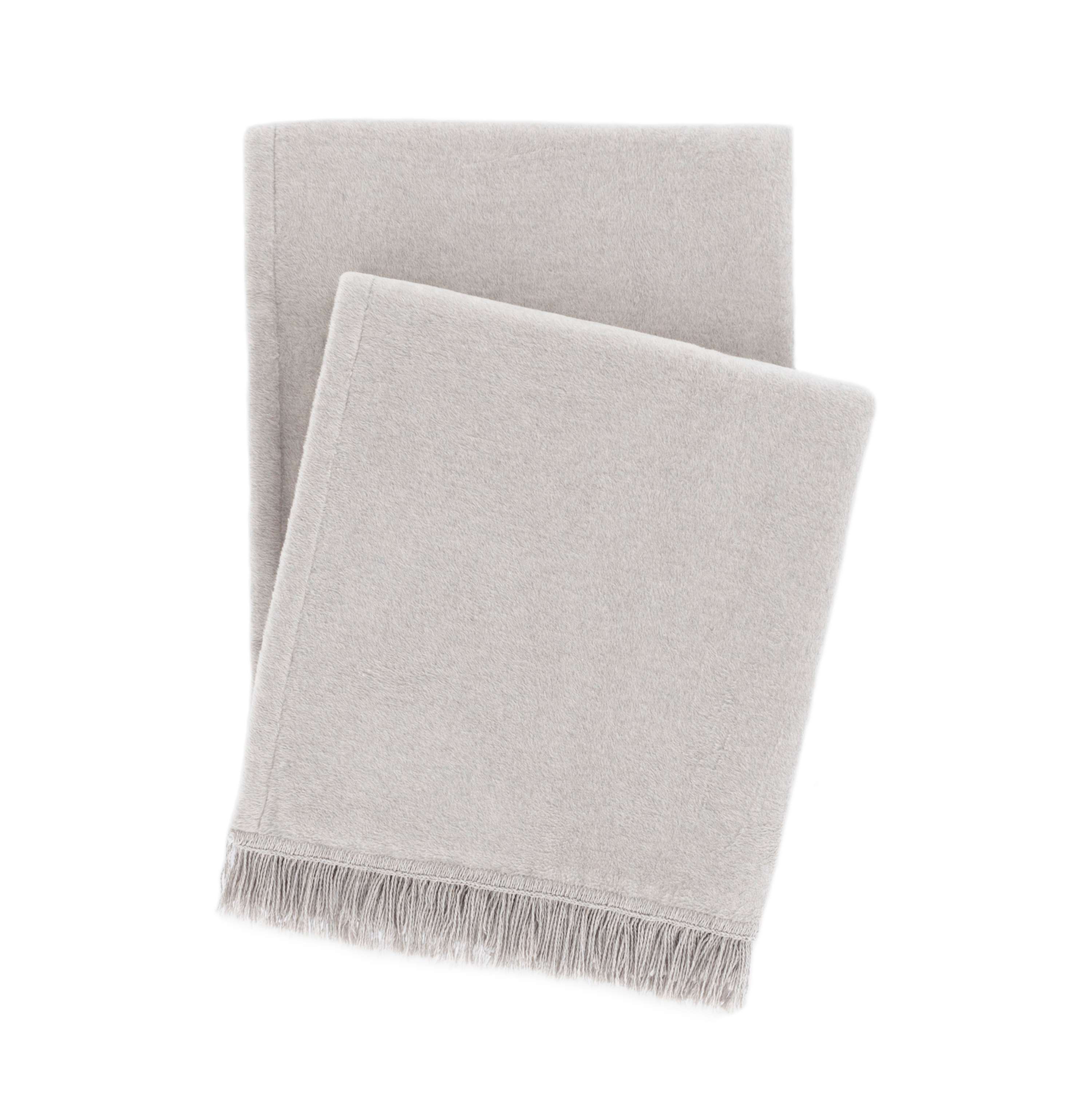 Windsor Platinum Fringed Fleece Throw Pine Cone Hill